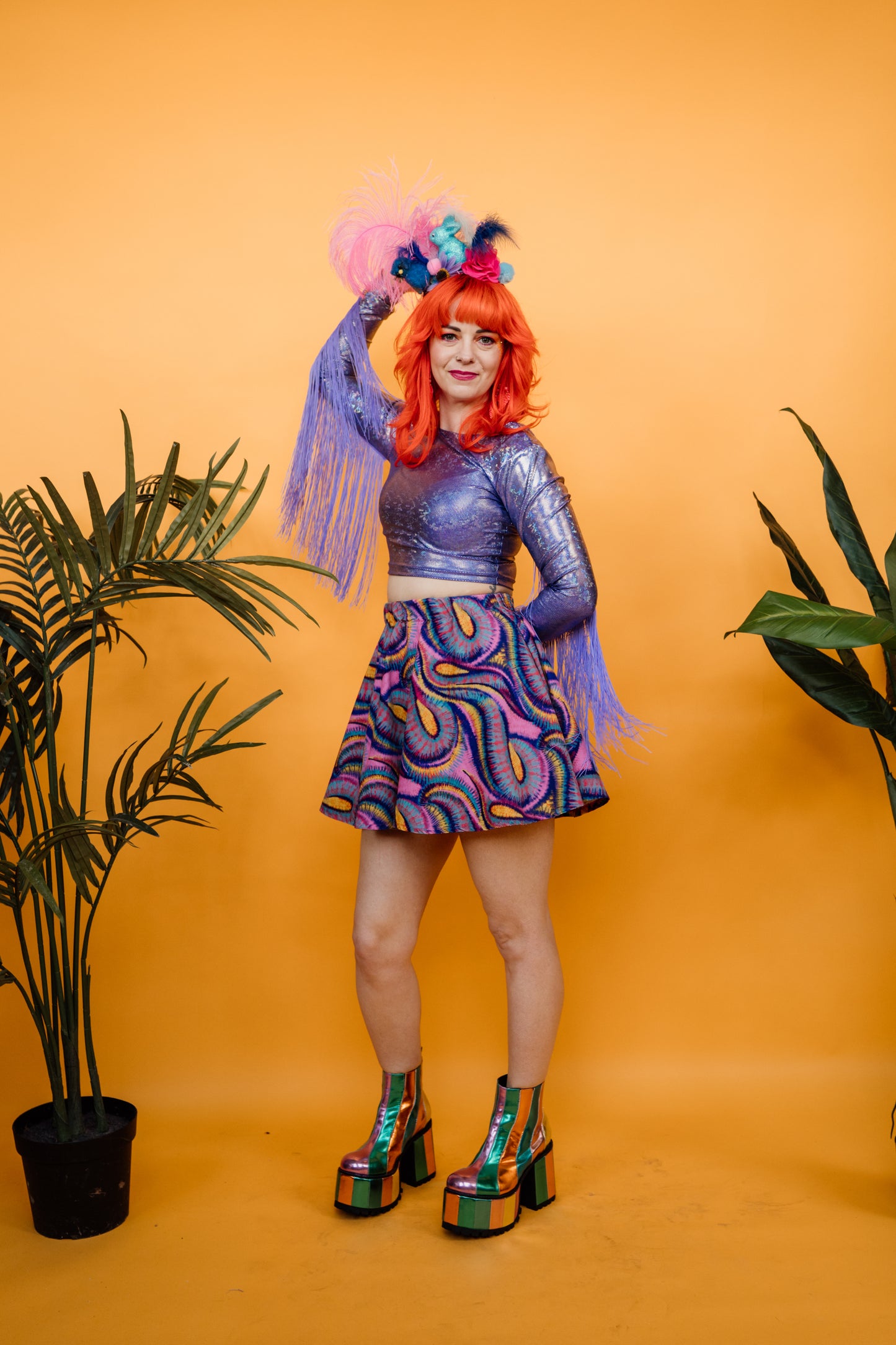 Fringe Crop Top in Lilac Shimmer