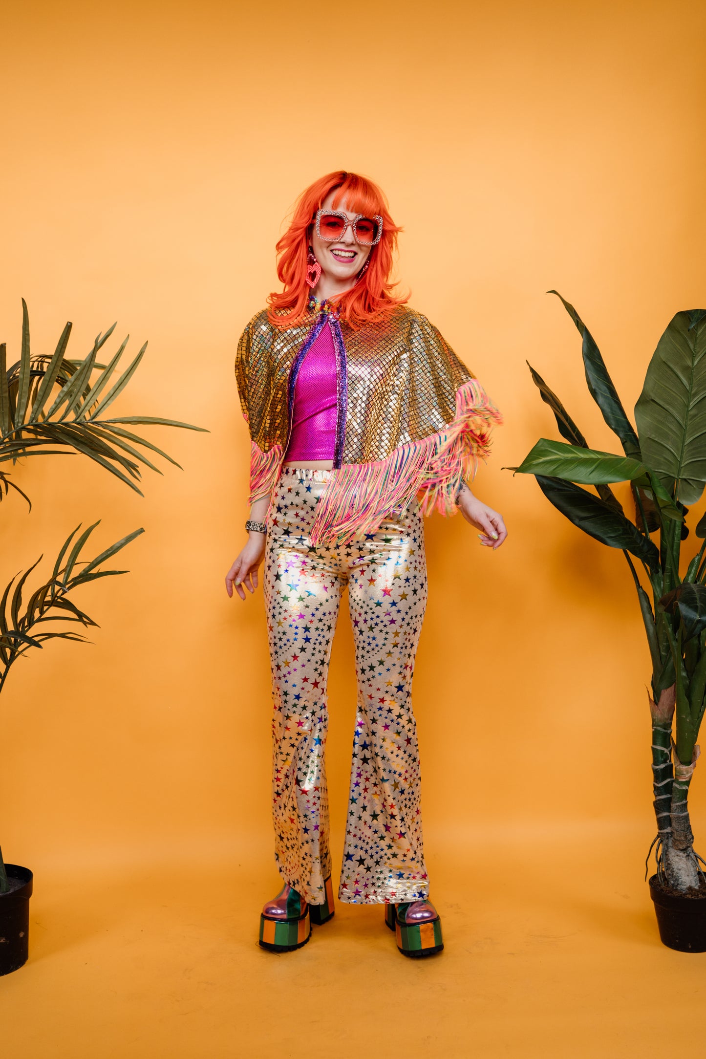 Holographic Party Cape in Gold