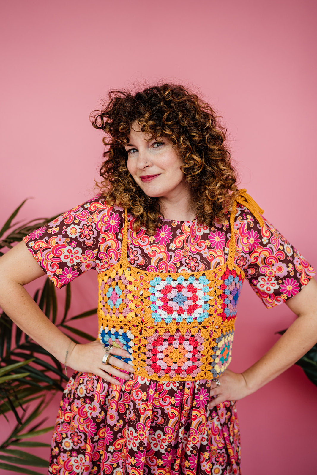 Midi Smock Dress in Retro Floral