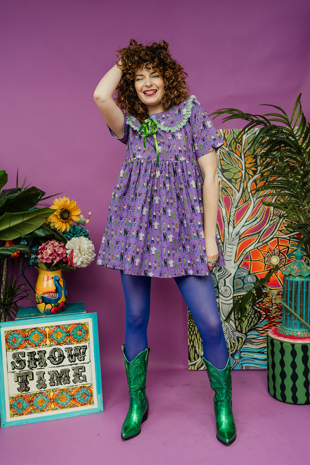 Mini Smock Dress in Monster Mash