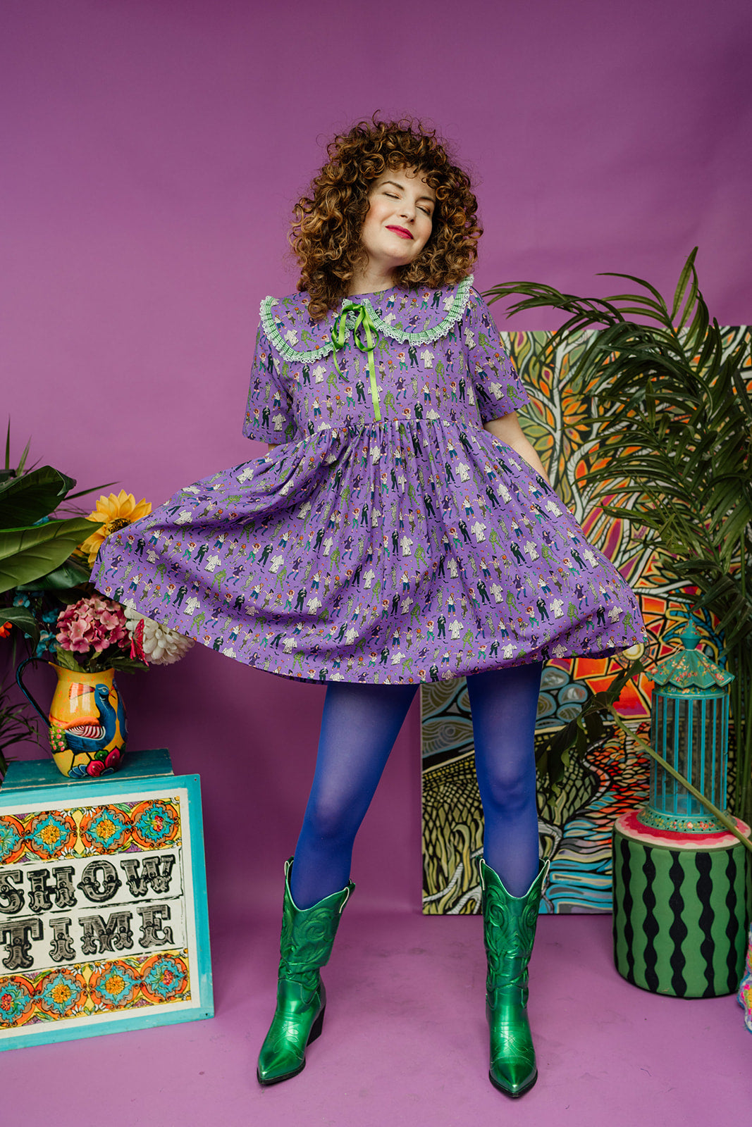 Mini Smock Dress in Monster Mash