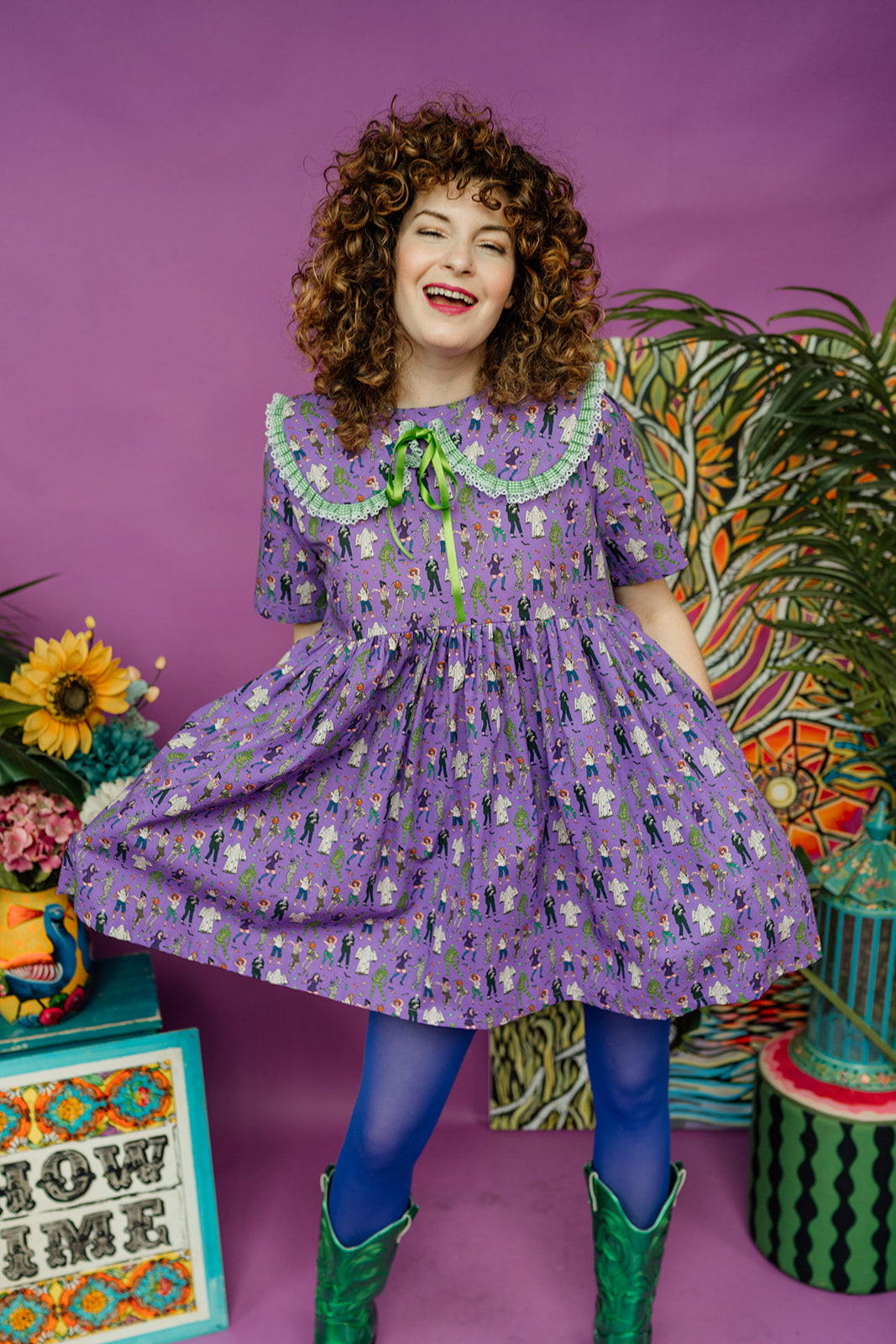 Mini Smock Dress in Monster Mash