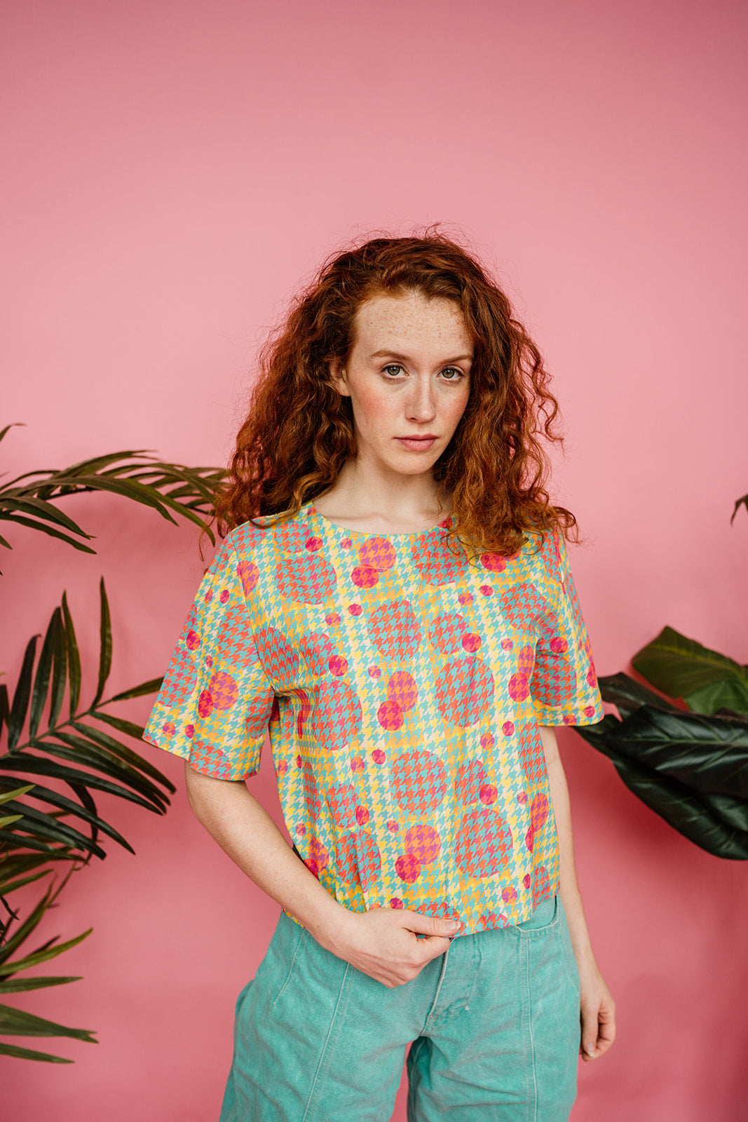 Smock Top in Dogtooth Bubble