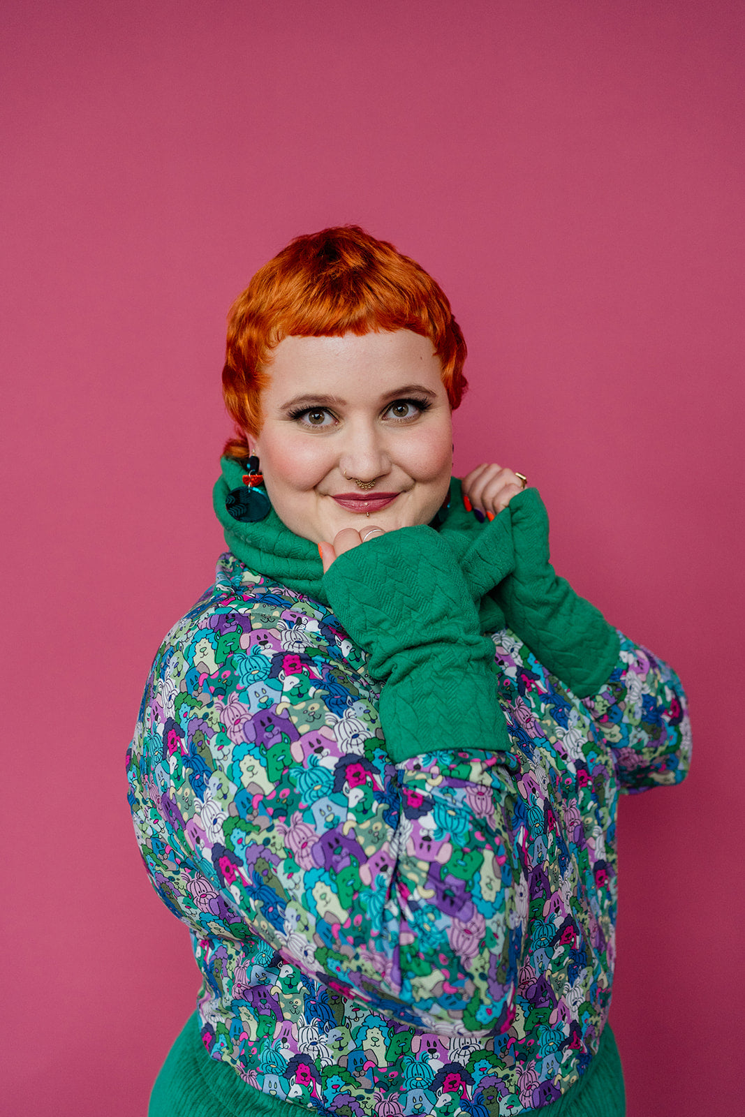 Long Sleeved Turtleneck in Blue Pups