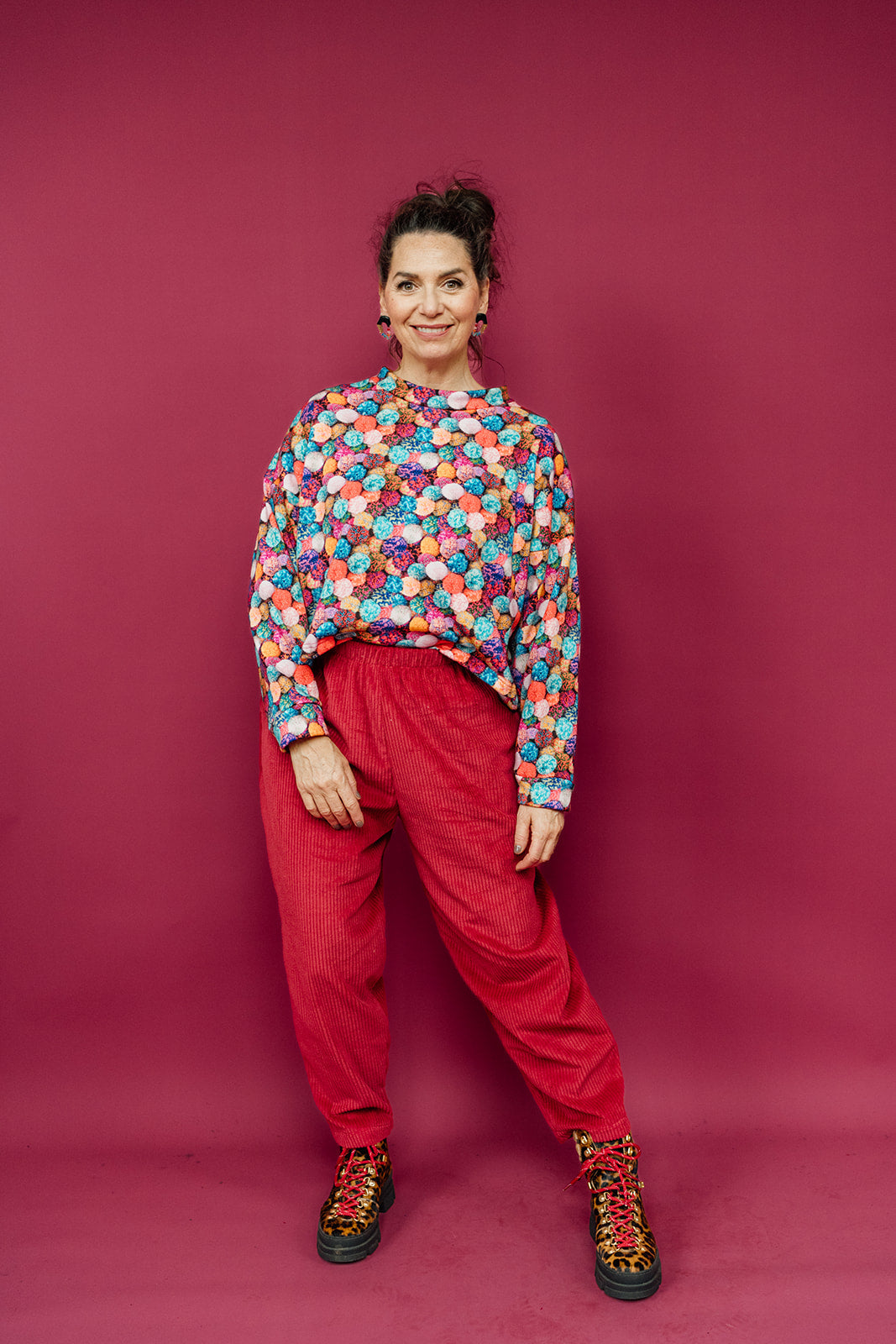 Ankle Grazer Trousers in Red Cord