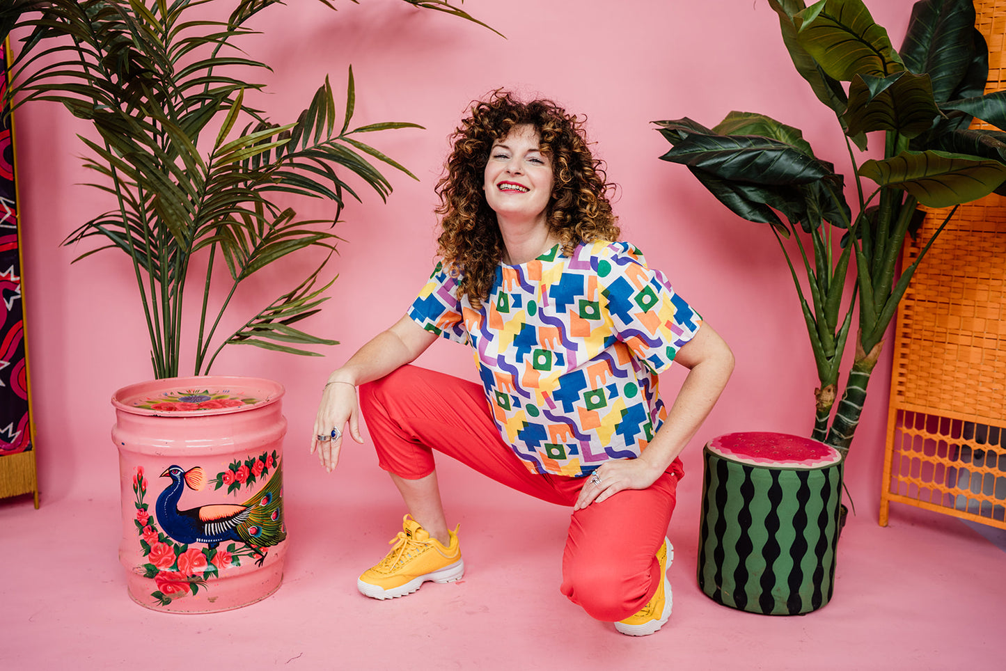 Smock Top in Rainbow Block