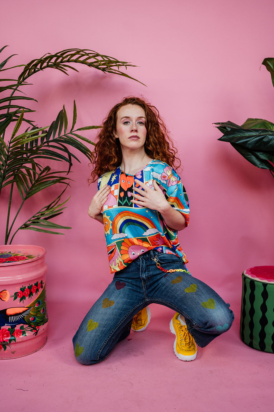 Rework Levi Jeans in Rainbow Hearts