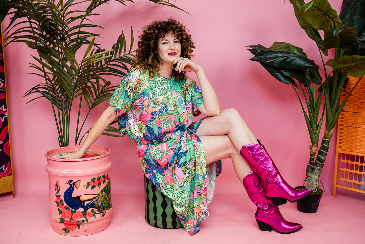 Midi Wrap Skirt in Smile the Pain Away Print