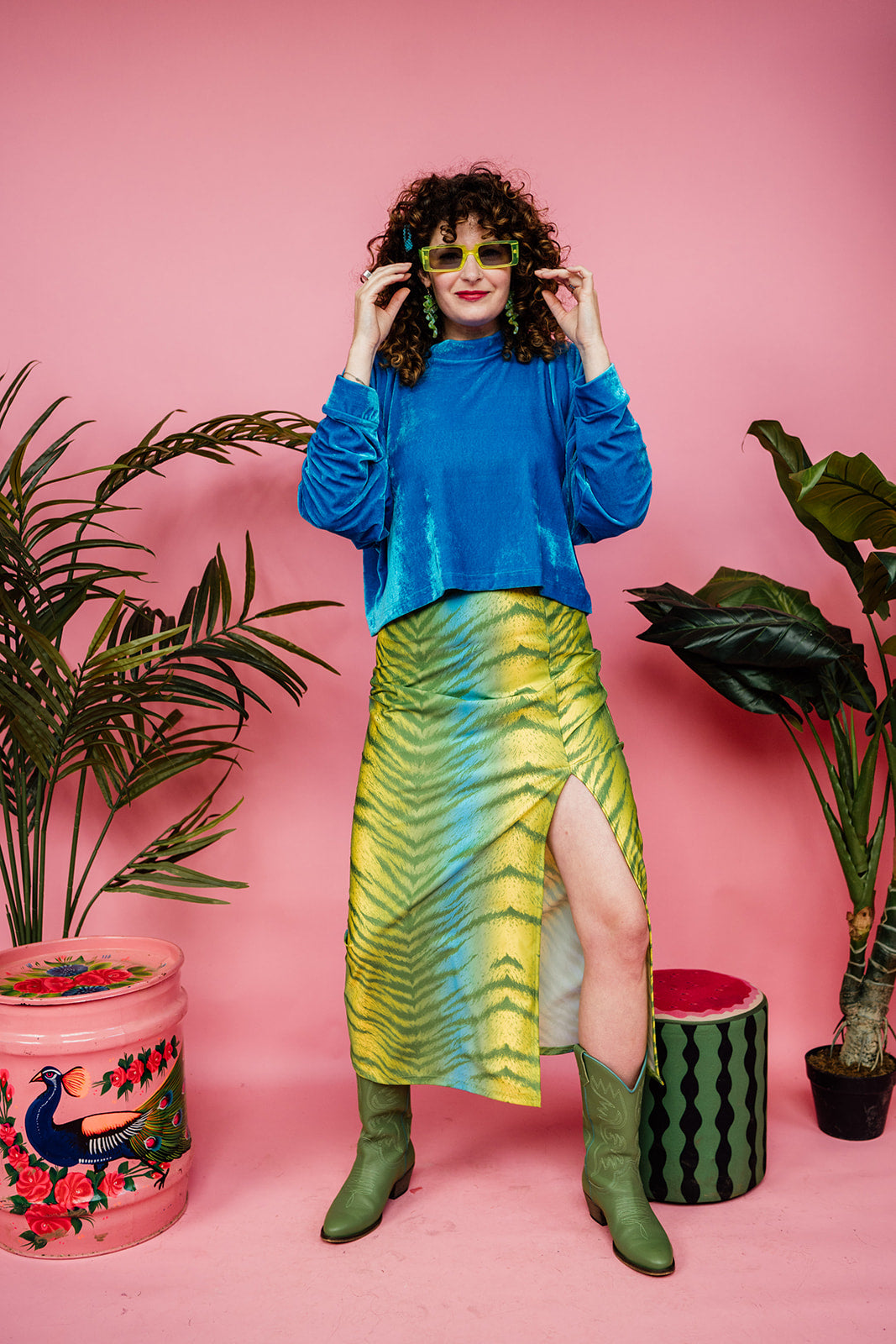 Midi Split Skirt in Citrus Tiger
