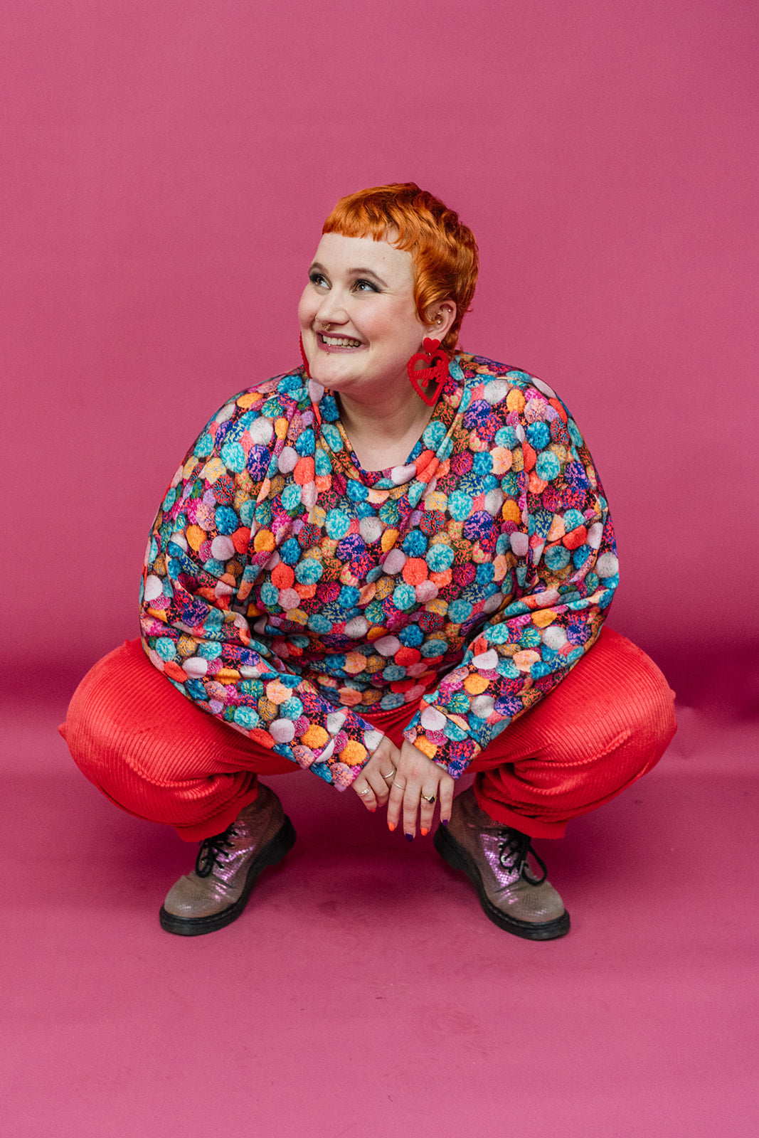 Batwing Pullover in Pom Pom Digital Print