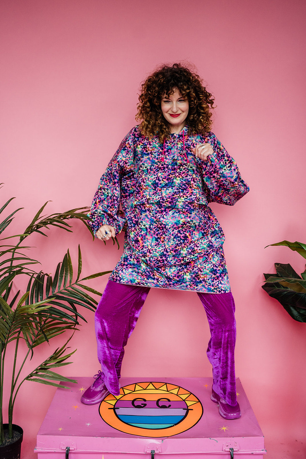 Rain Poncho in Rainbow Leopard Print