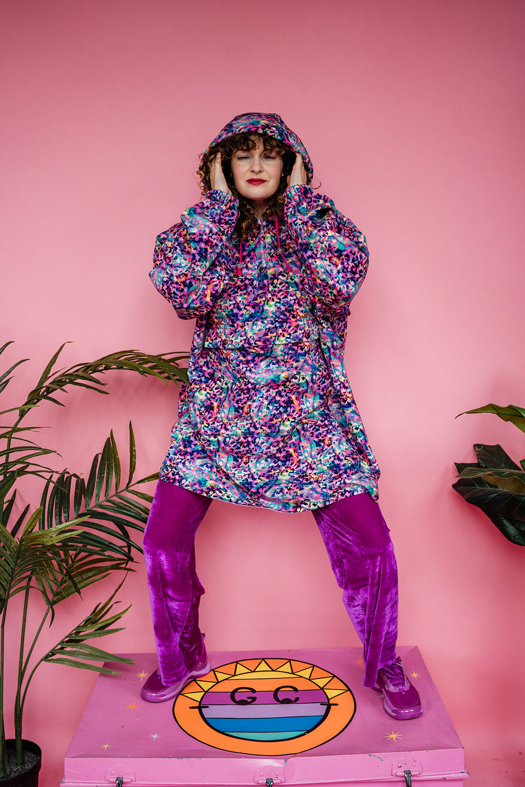 Rain Poncho in Rainbow Leopard Print