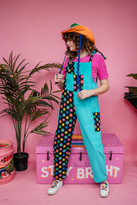 Cord Clash Dungarees in Smiley Faces