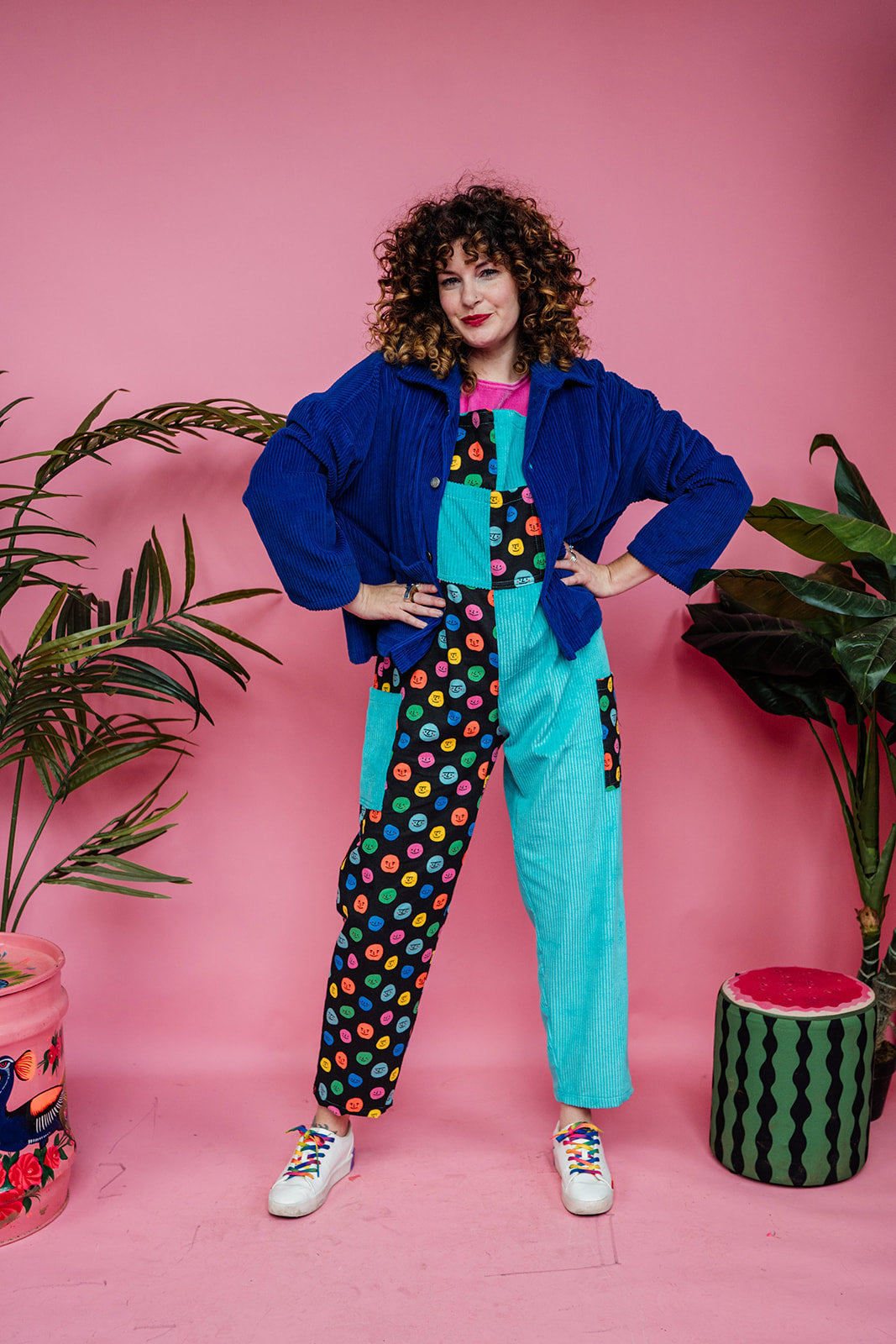 Cropped Corduroy Chore Jacket in Royal Blue