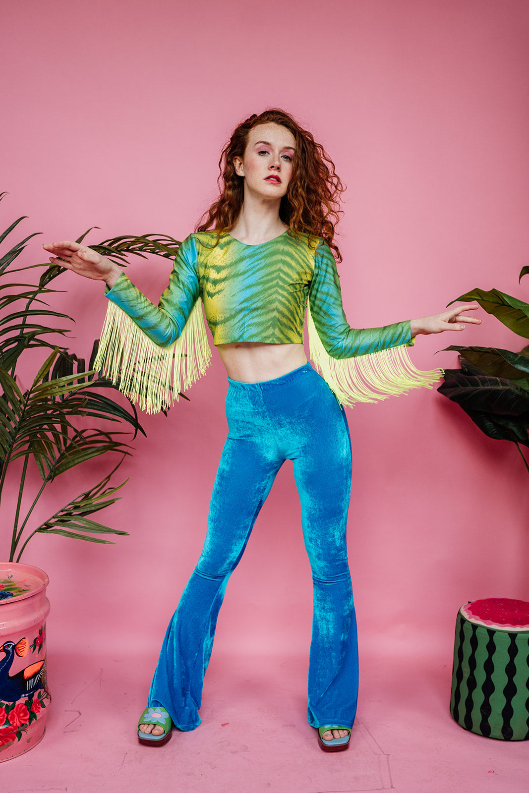 Velvet Flares in Turquoise