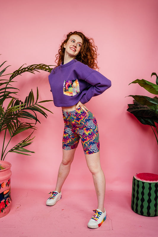 Batwing Pocket Pullover in Purple