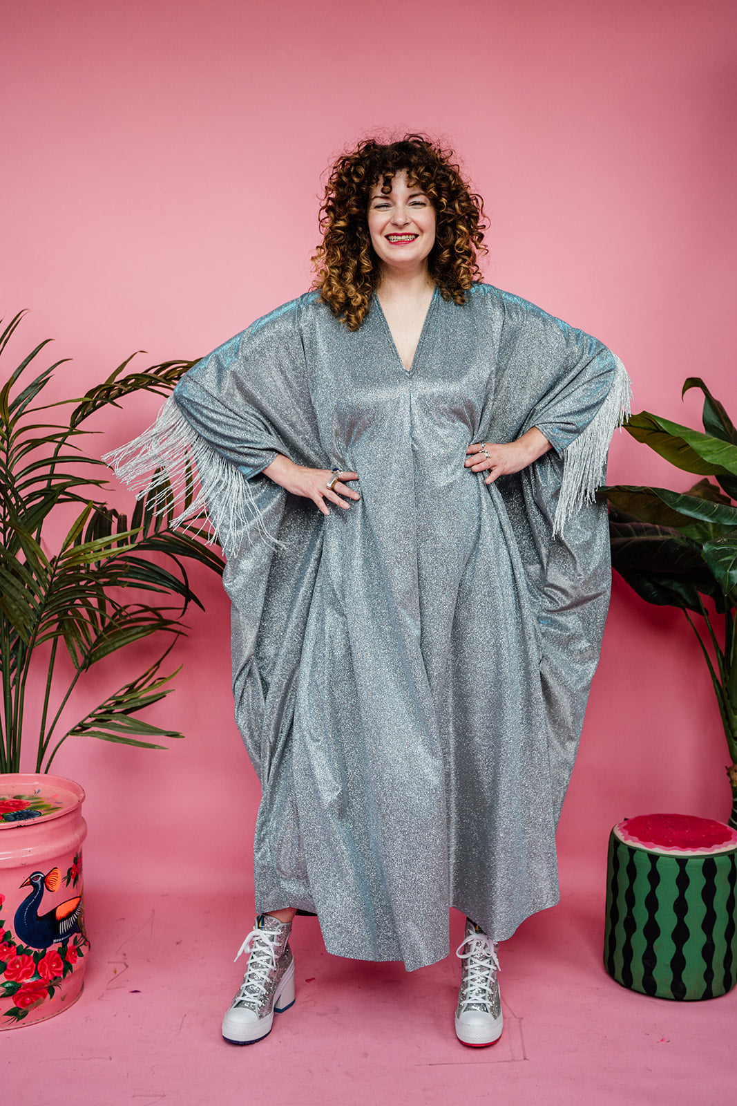 Disco Kaftan in Silver Shimmer