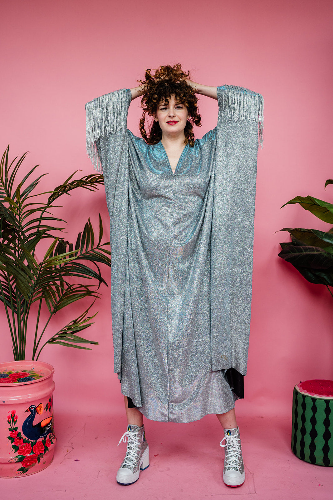 Disco Kaftan in Silver Shimmer