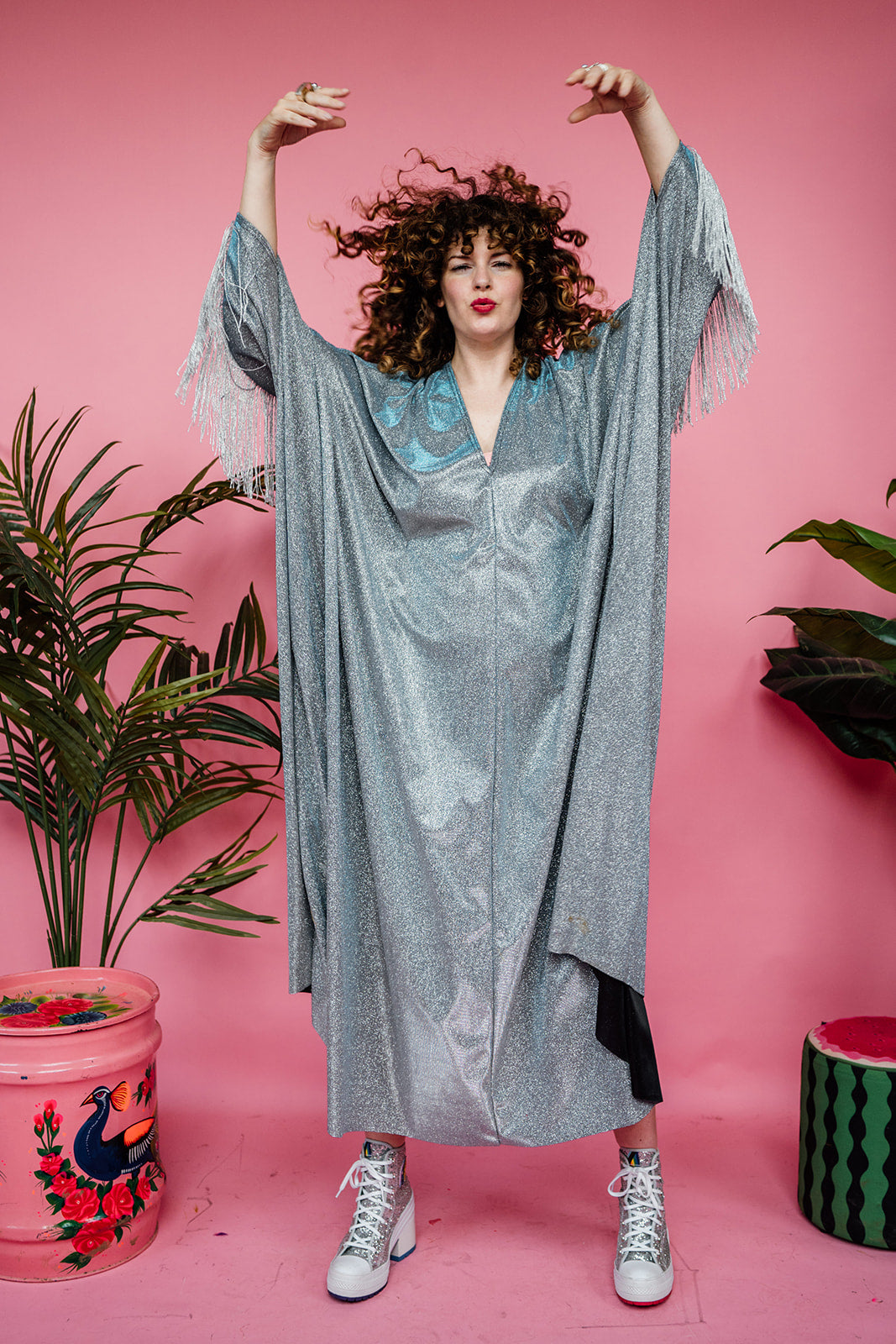 Disco Kaftan in Silver Shimmer