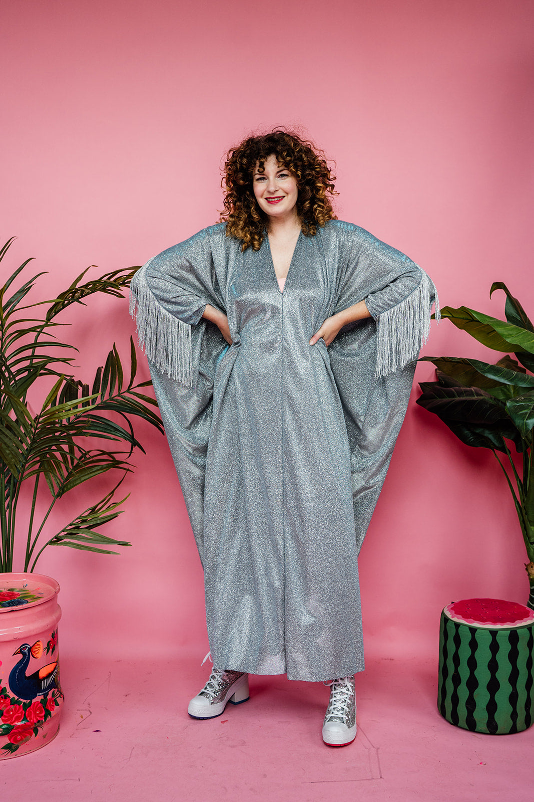 Disco Kaftan in Silver Shimmer