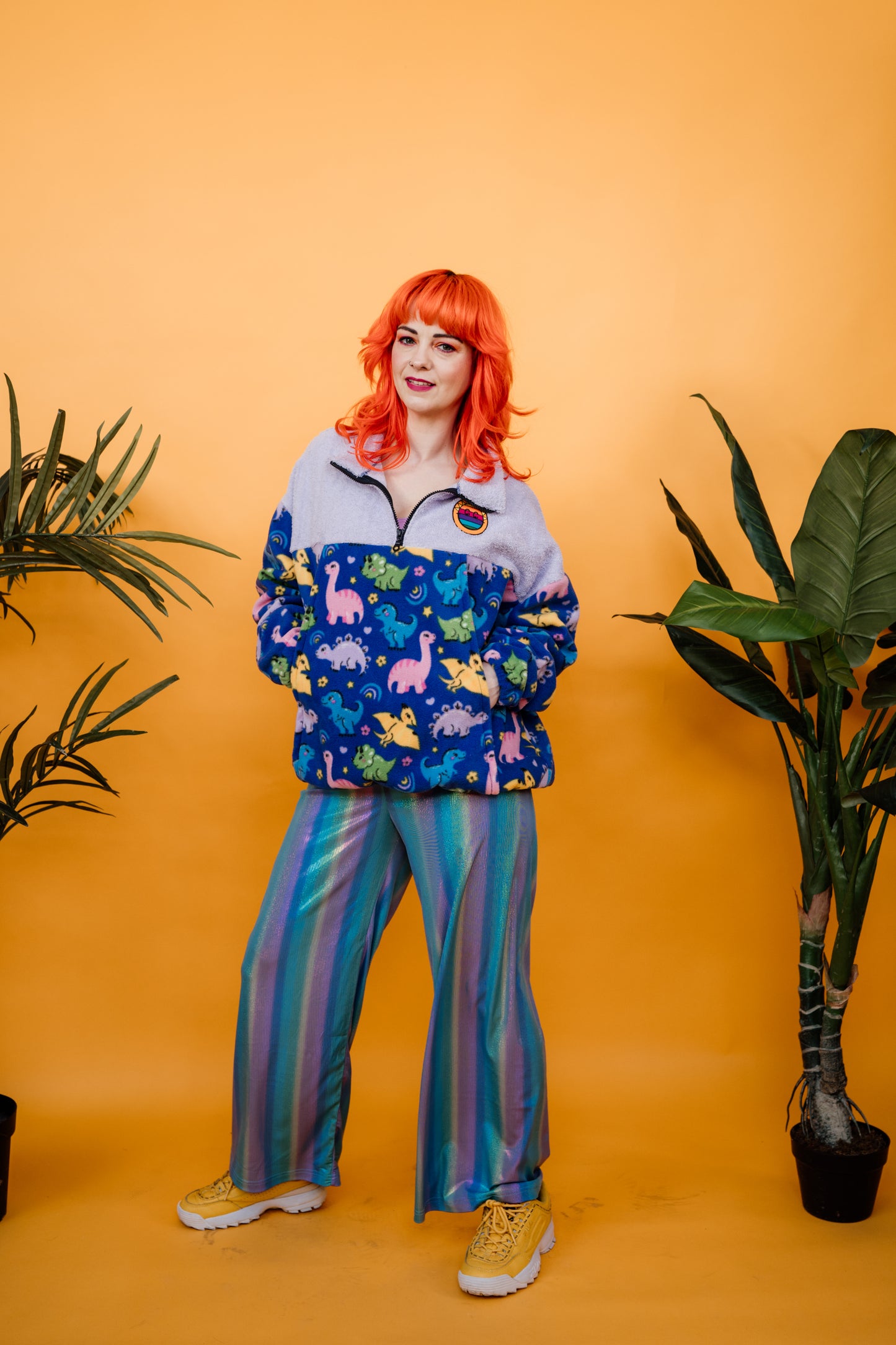 Half-Zip Pullover in Dino and Lilac Towelling + 1 Colour