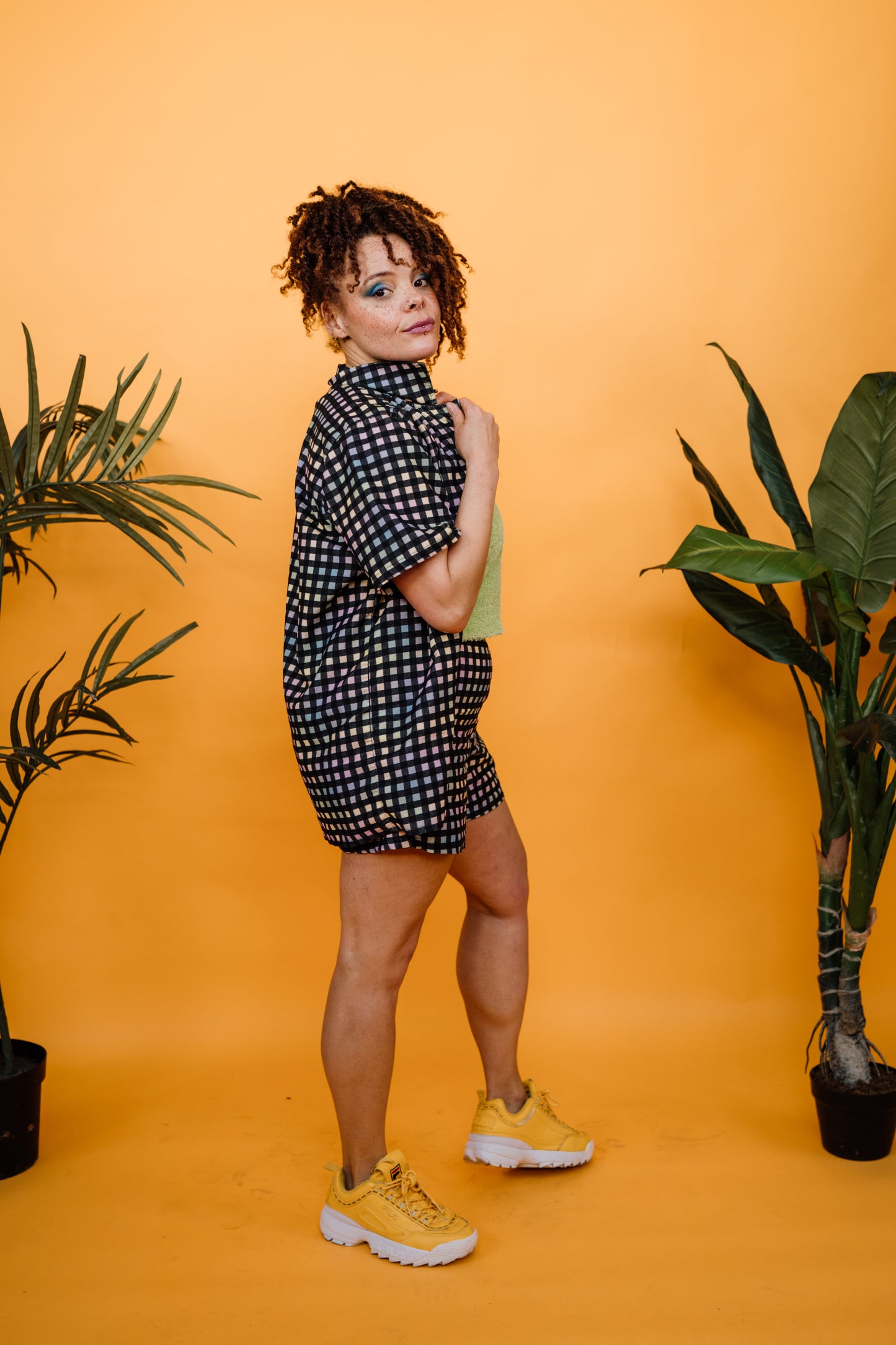 Needlecord Shorts in Pastel Gingham