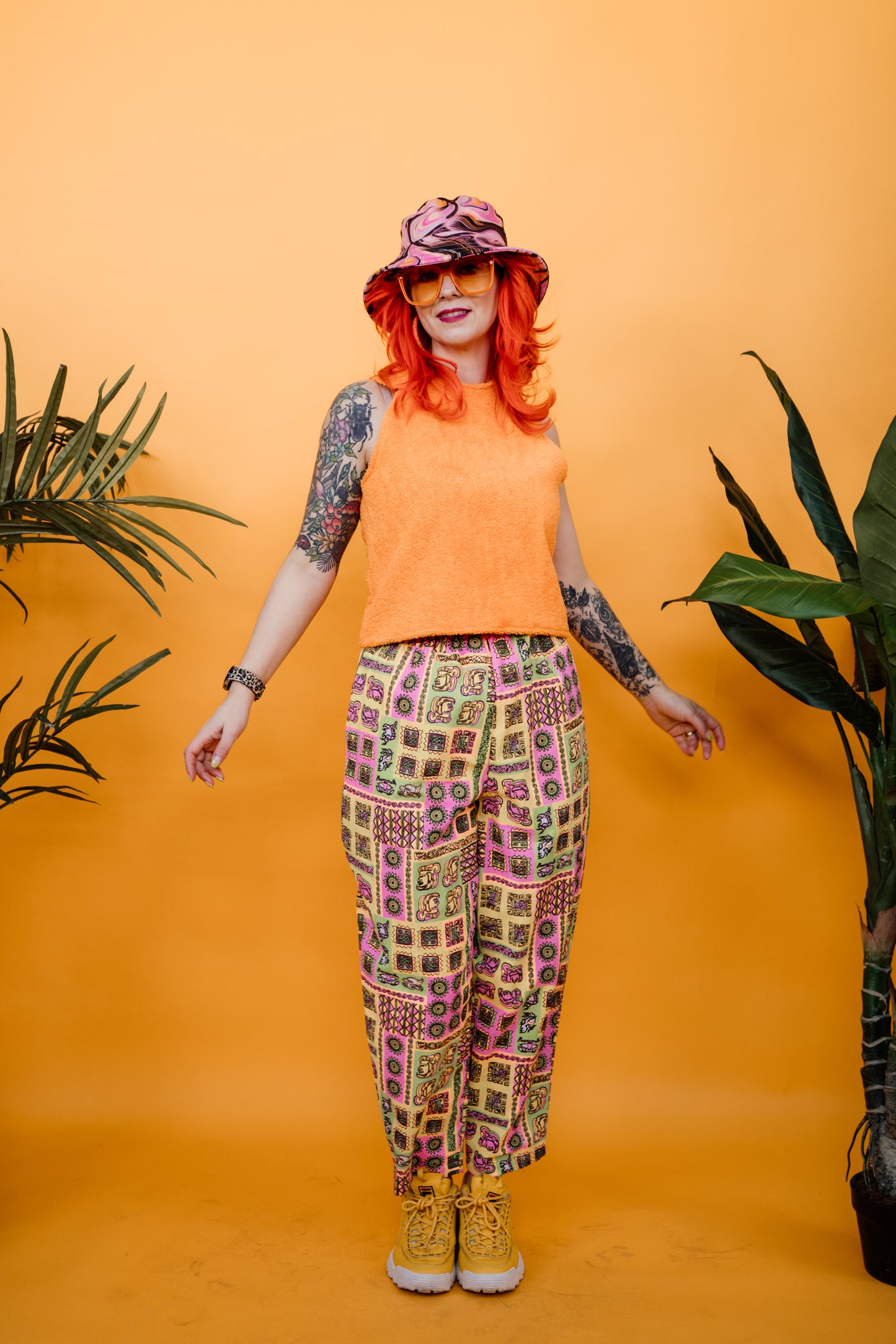 Towelling Tank Top in Orange