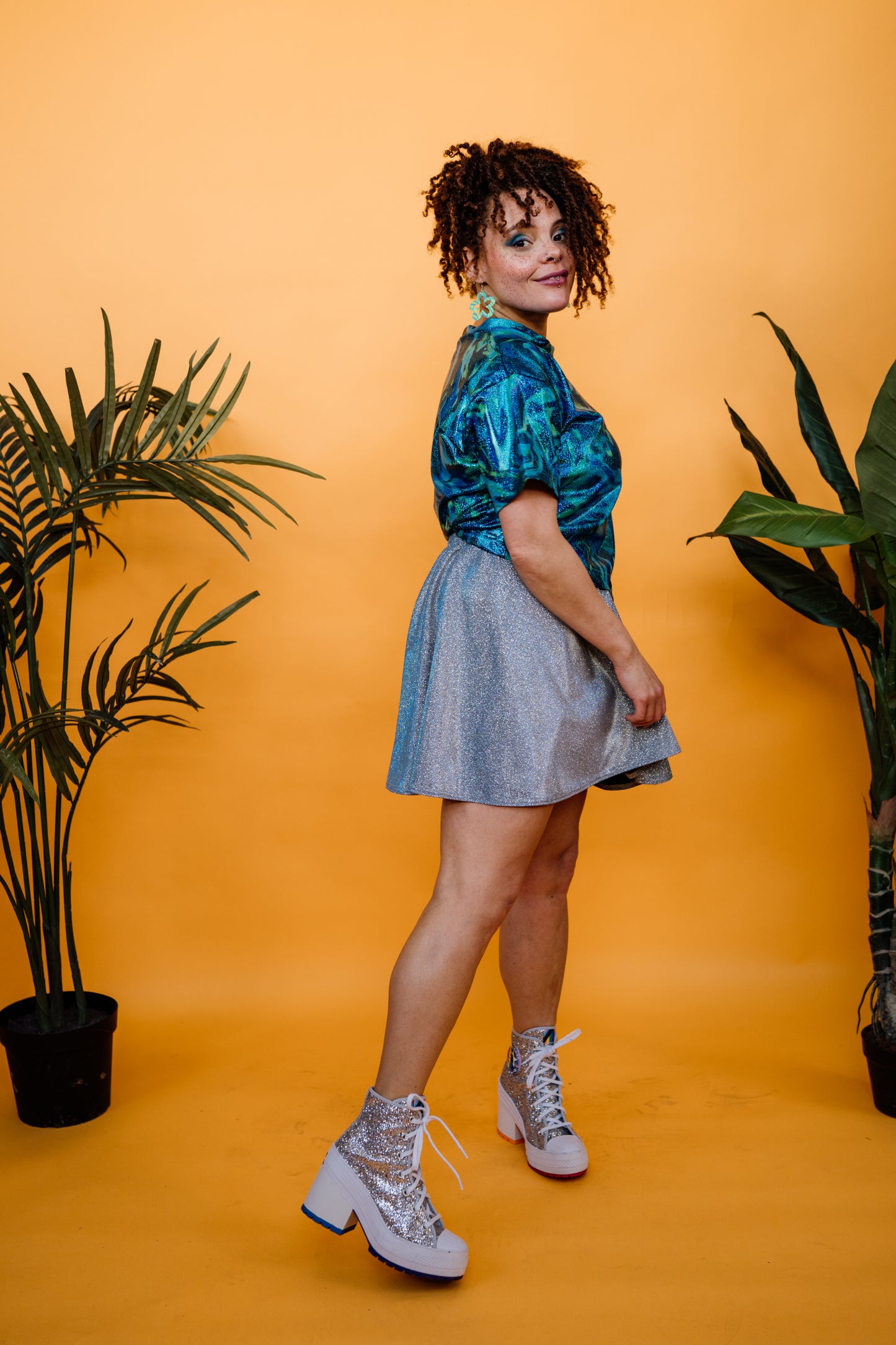 Silver Sparkle Disco Skirt