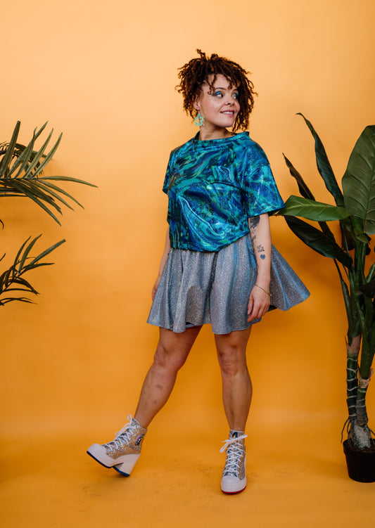 Silver Sparkle Disco Skirt