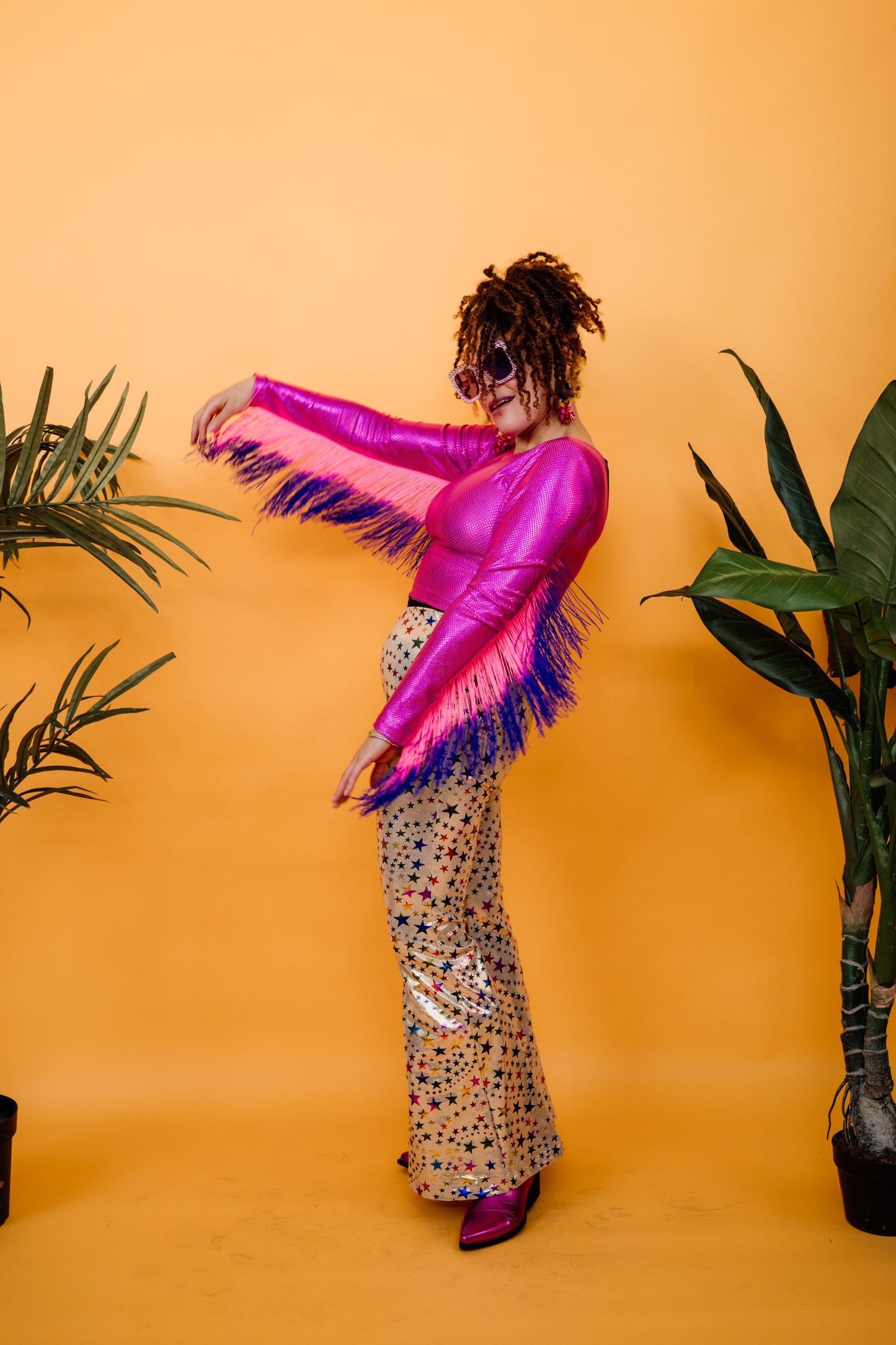 Fringe Crop Top in Hot Pink Holo + 1 Colour