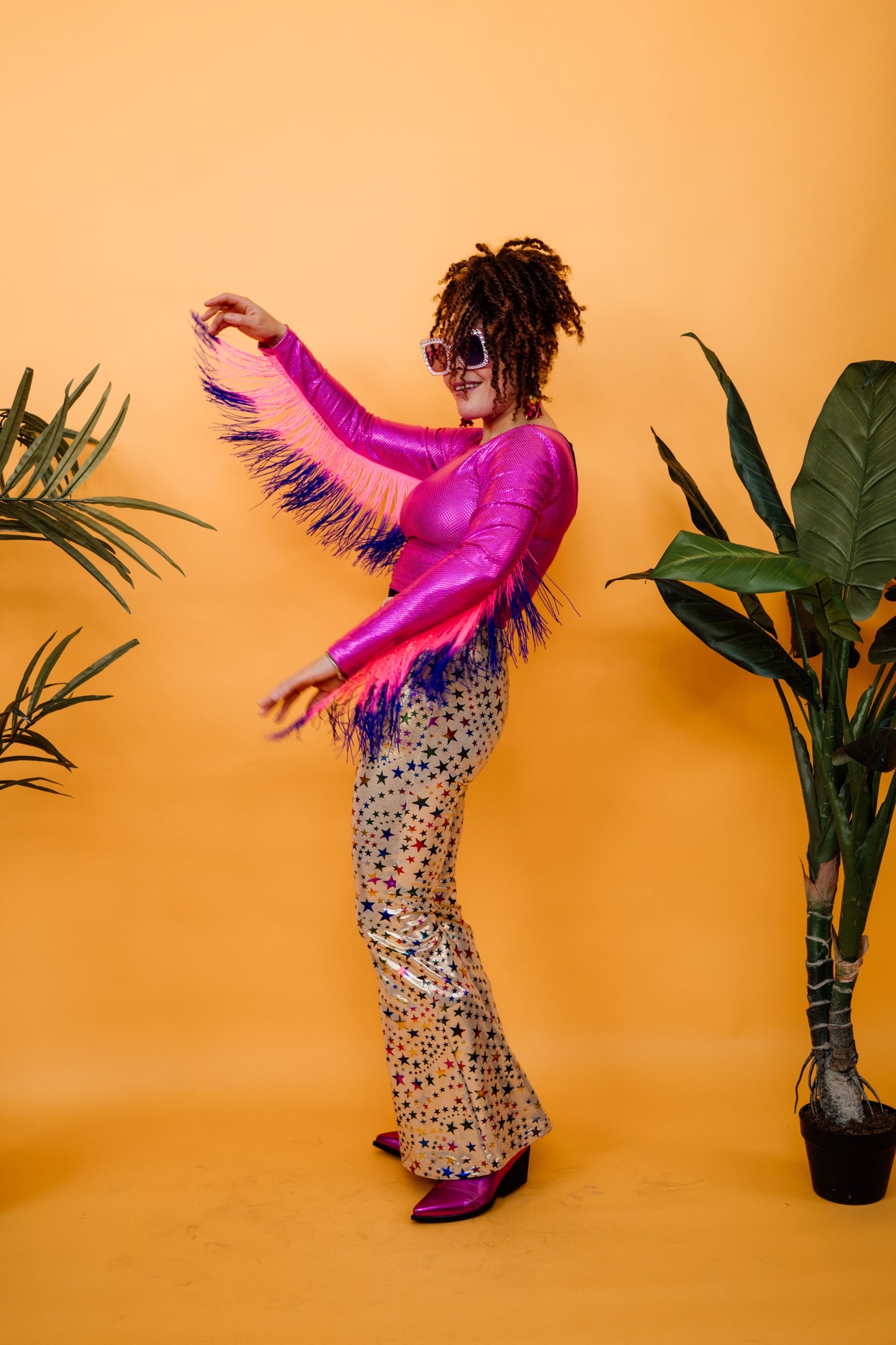 Fringe Crop Top in Hot Pink Holo + 1 Colour