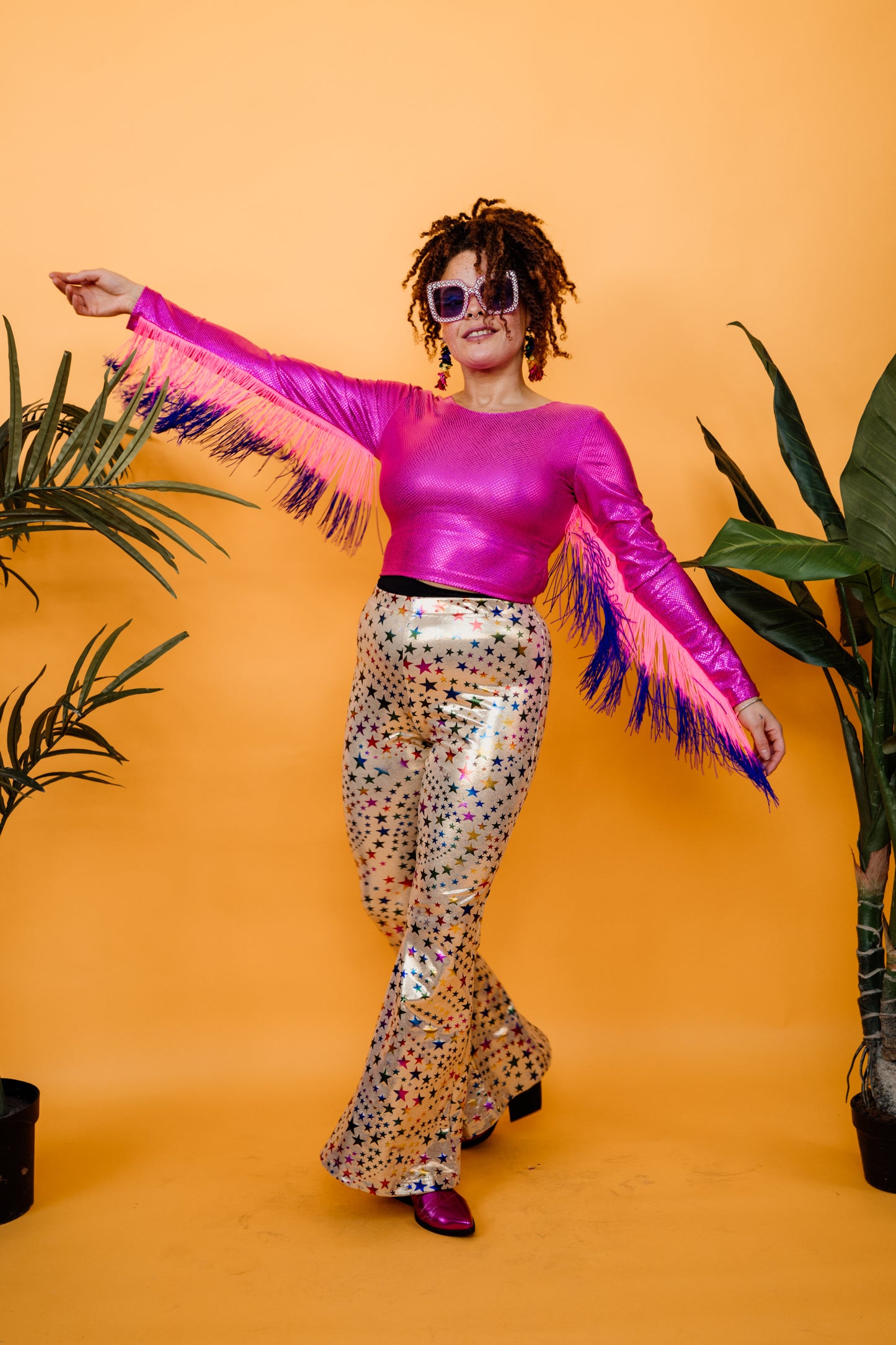 Fringe Crop Top in Hot Pink Holo + 1 Colour
