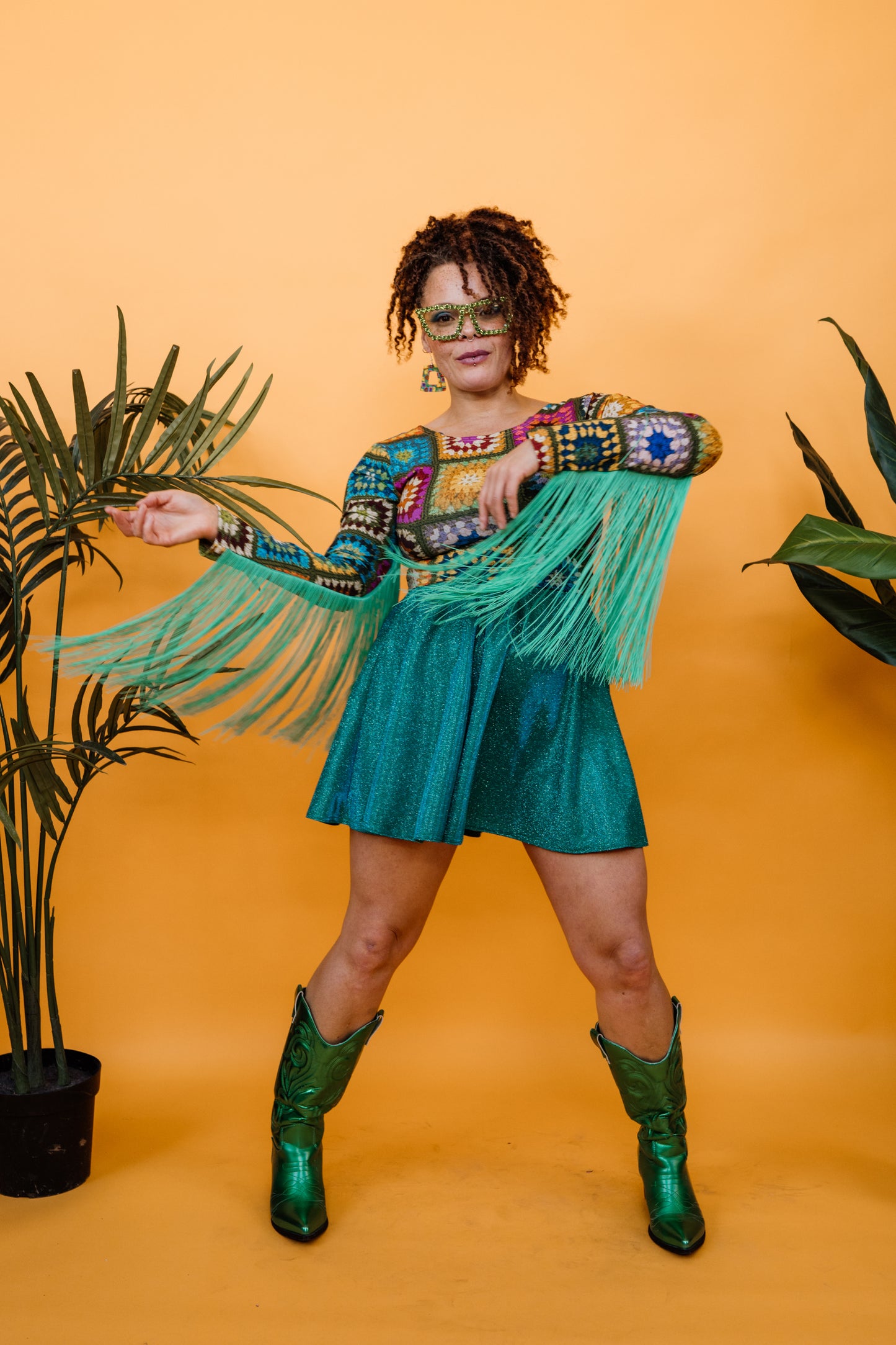 Turquoise Sparkle Disco Skirt