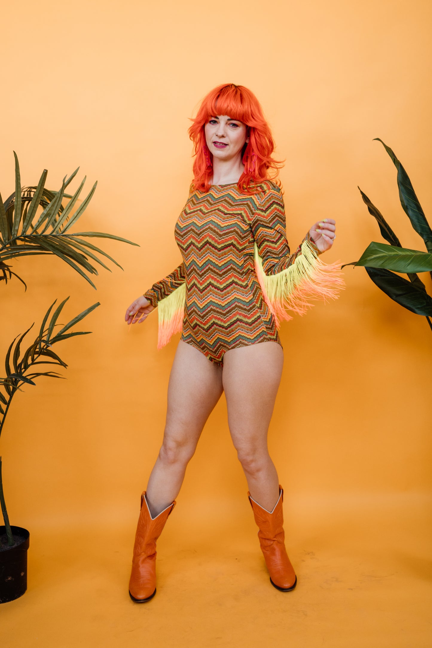 Fringe Bodysuit in Retro Chevron + 1 Colour