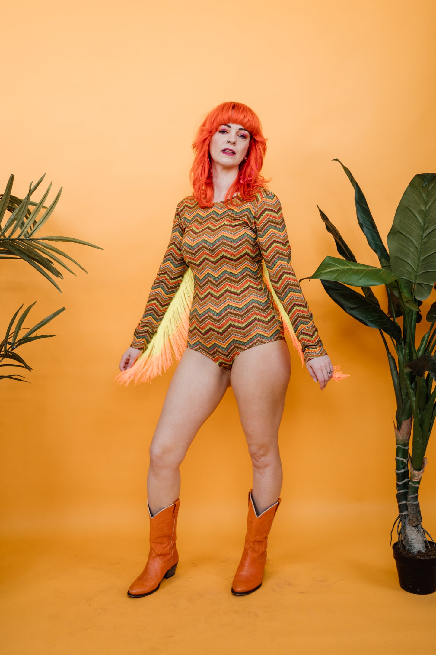Fringe Bodysuit in Retro Chevron + 1 Colour