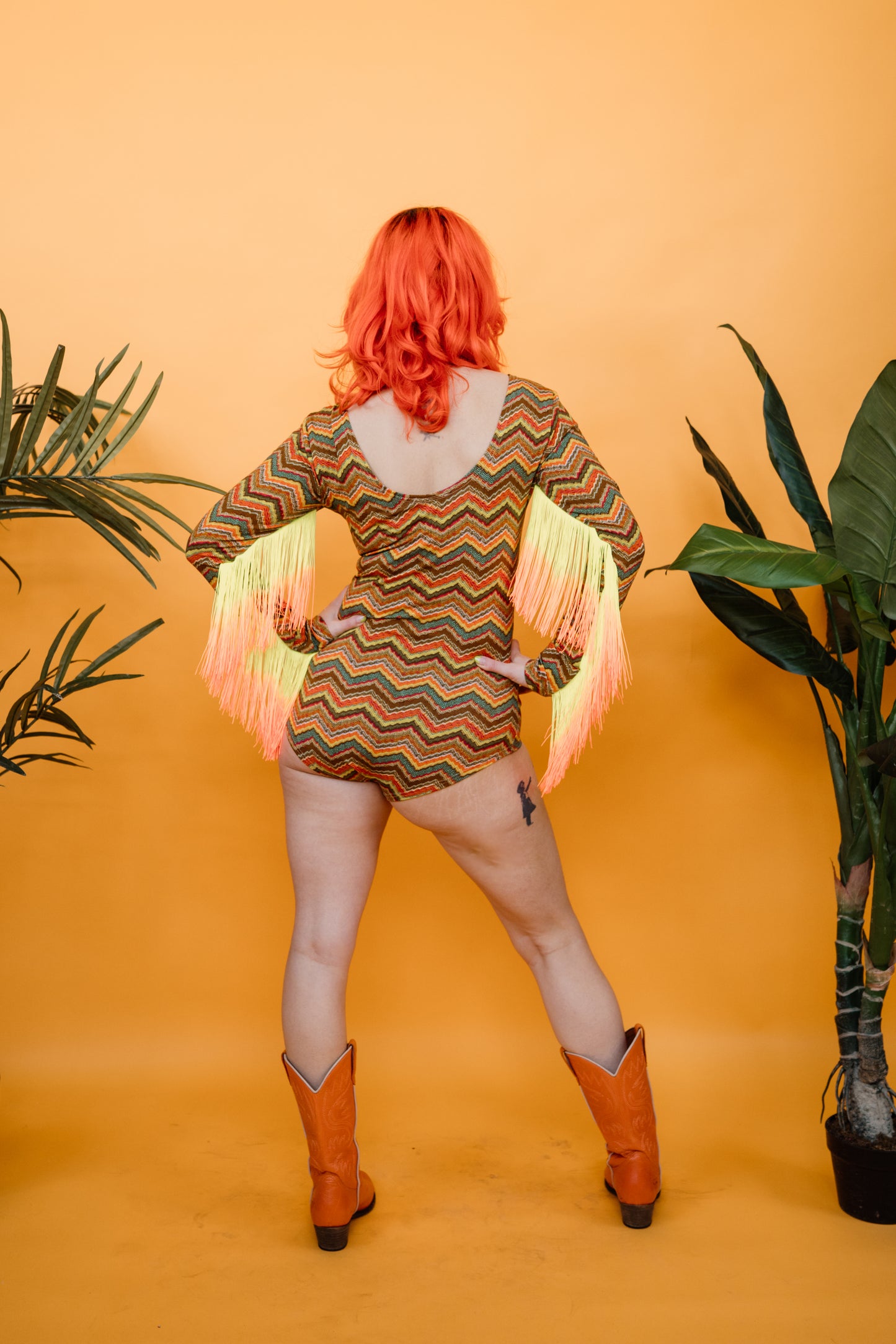Fringe Bodysuit in Retro Chevron + 1 Colour