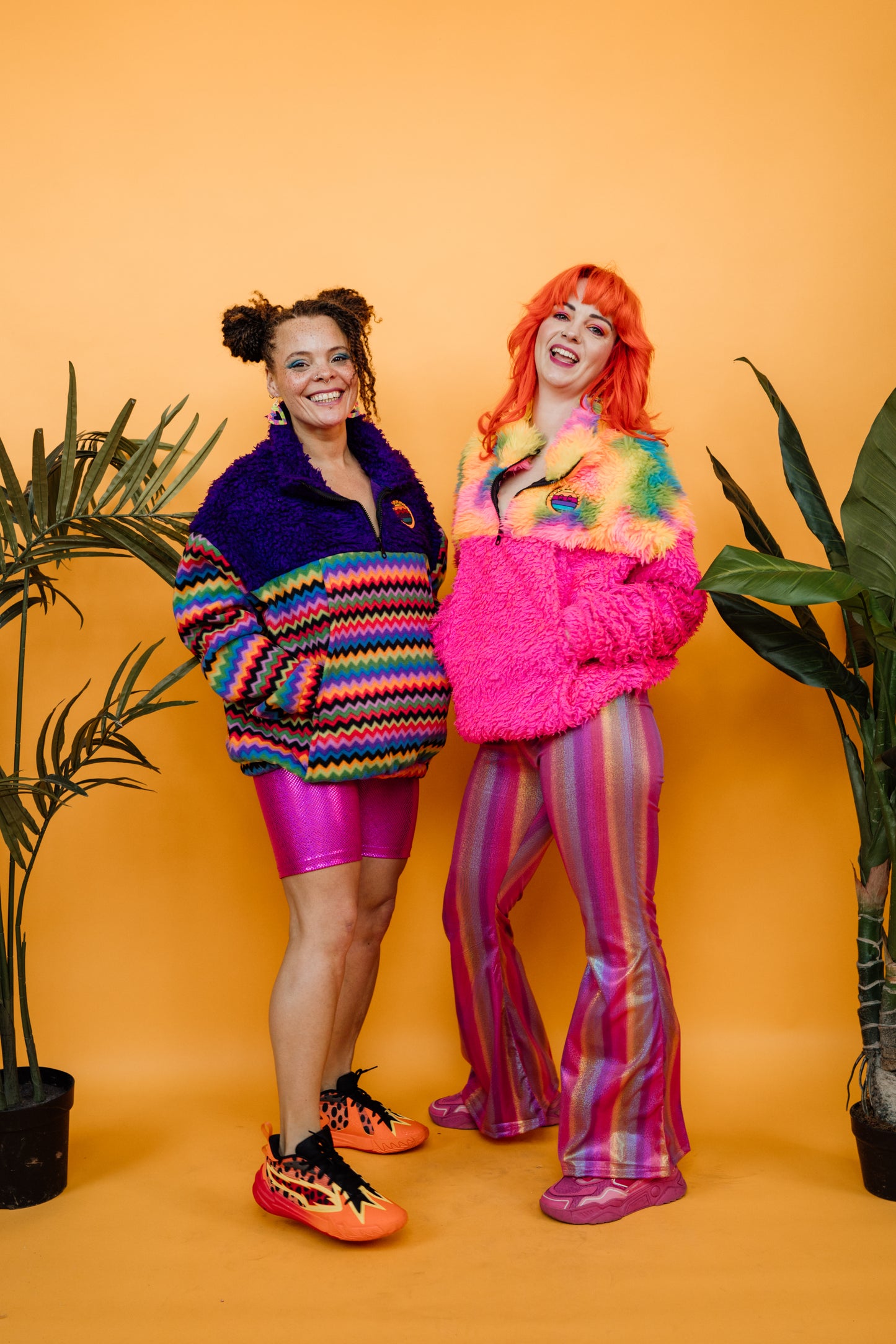 Half-Zip Pullover in Purple and Rainbow ZigZag