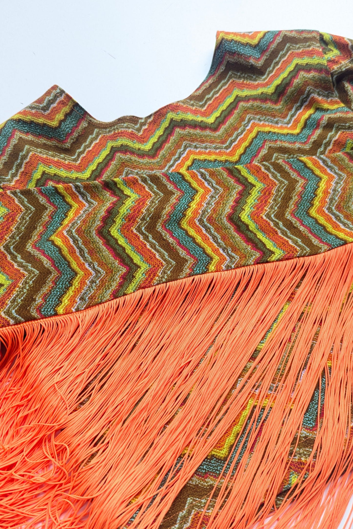 Fringe Crop Top in Green Granny Square Print + 1 Colour