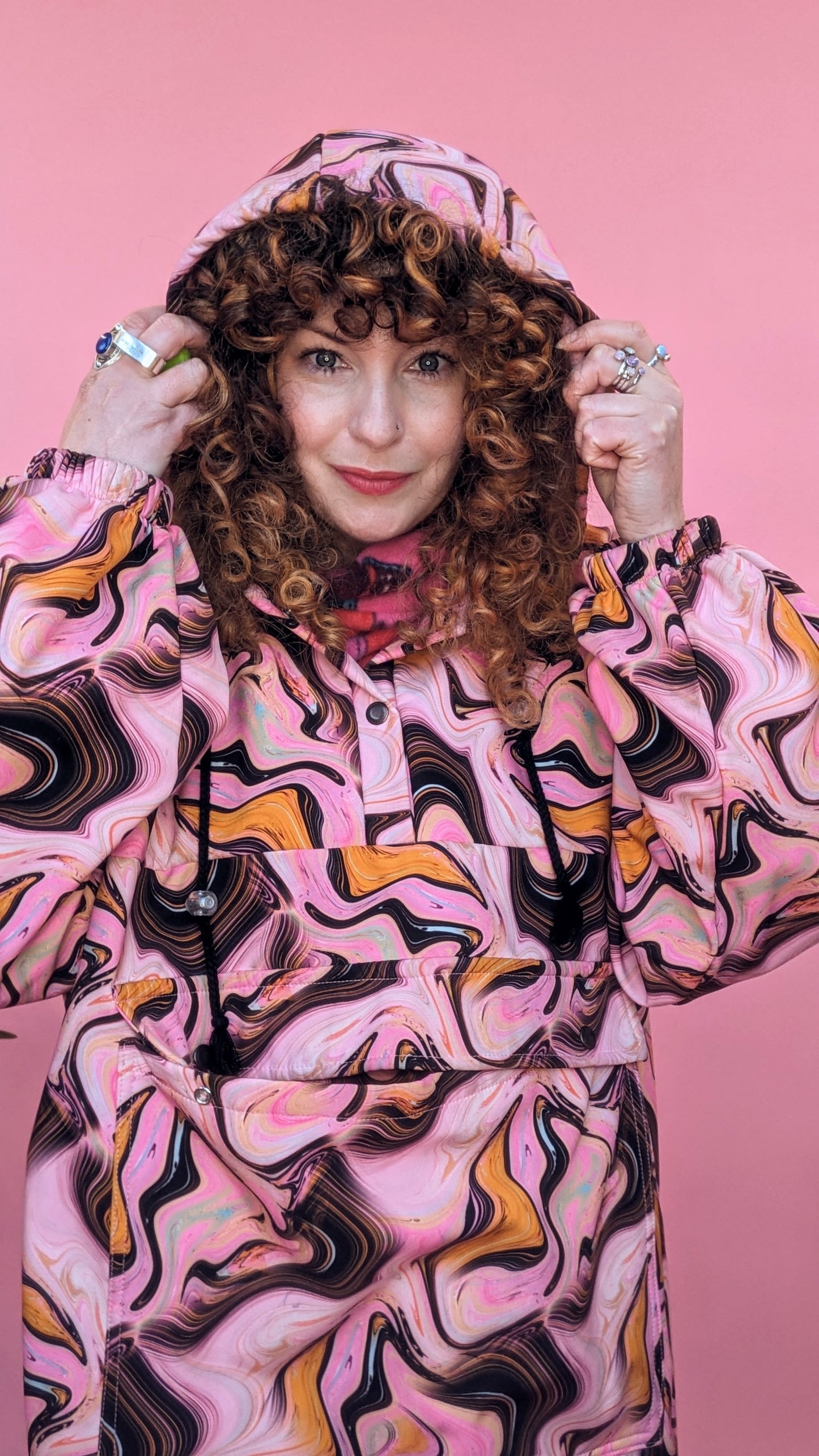 * Rain Poncho in Pink Marble