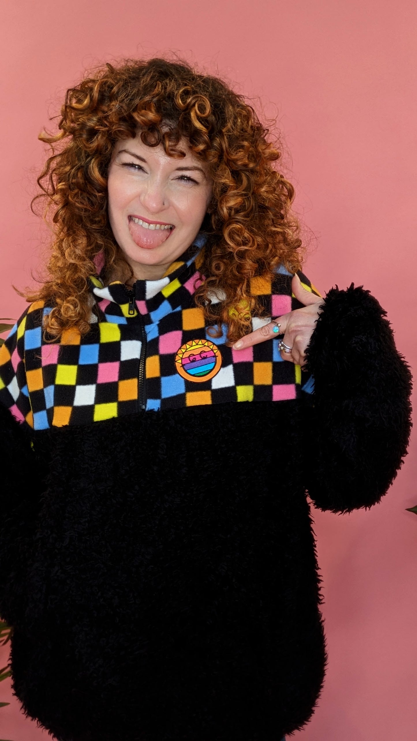 Half-Zip Pullover in Liquorice Allsorts and Black Teddy