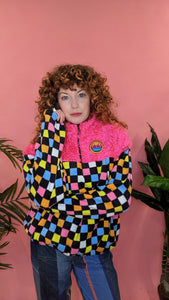 Half-Zip Pullover in Pink Teddy and Liqourice Allsorts