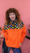 Load image into Gallery viewer, Half-Zip Pullover in Liquorice Allsorts and Orange Teddy