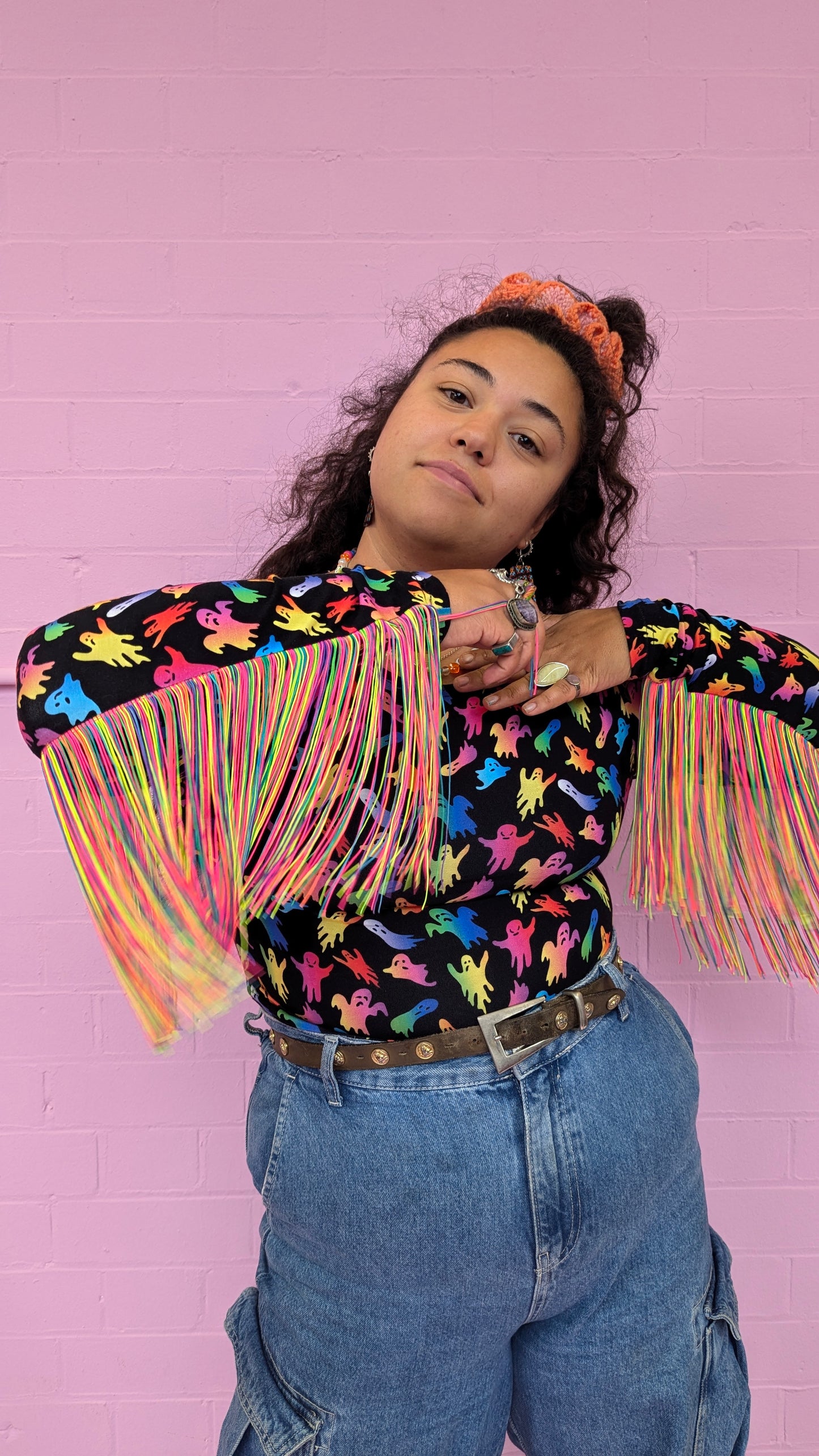 Fringe Crop Top in Rainboo