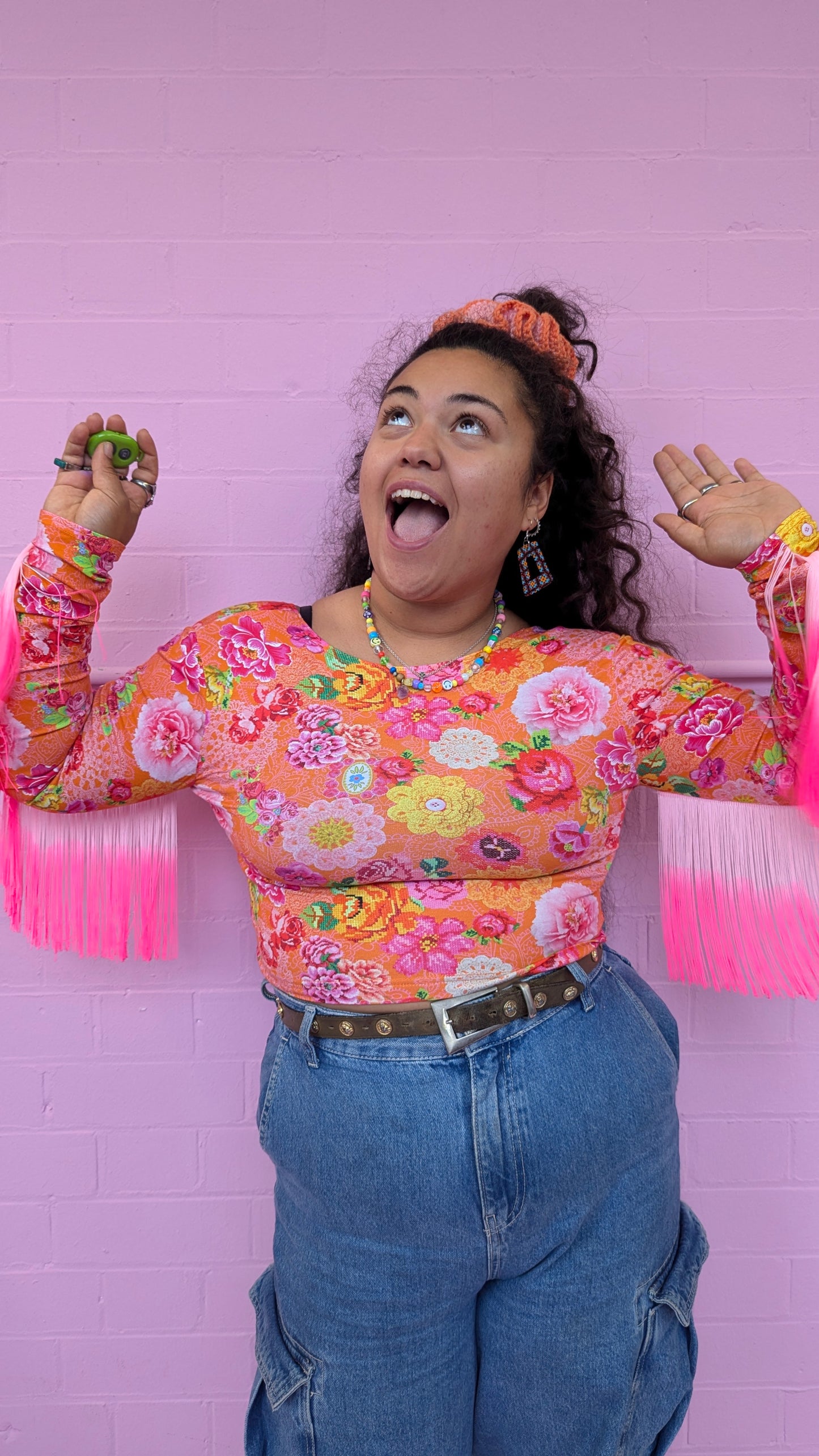 Fringe Crop Top in Orange Crochet + 1 Colour