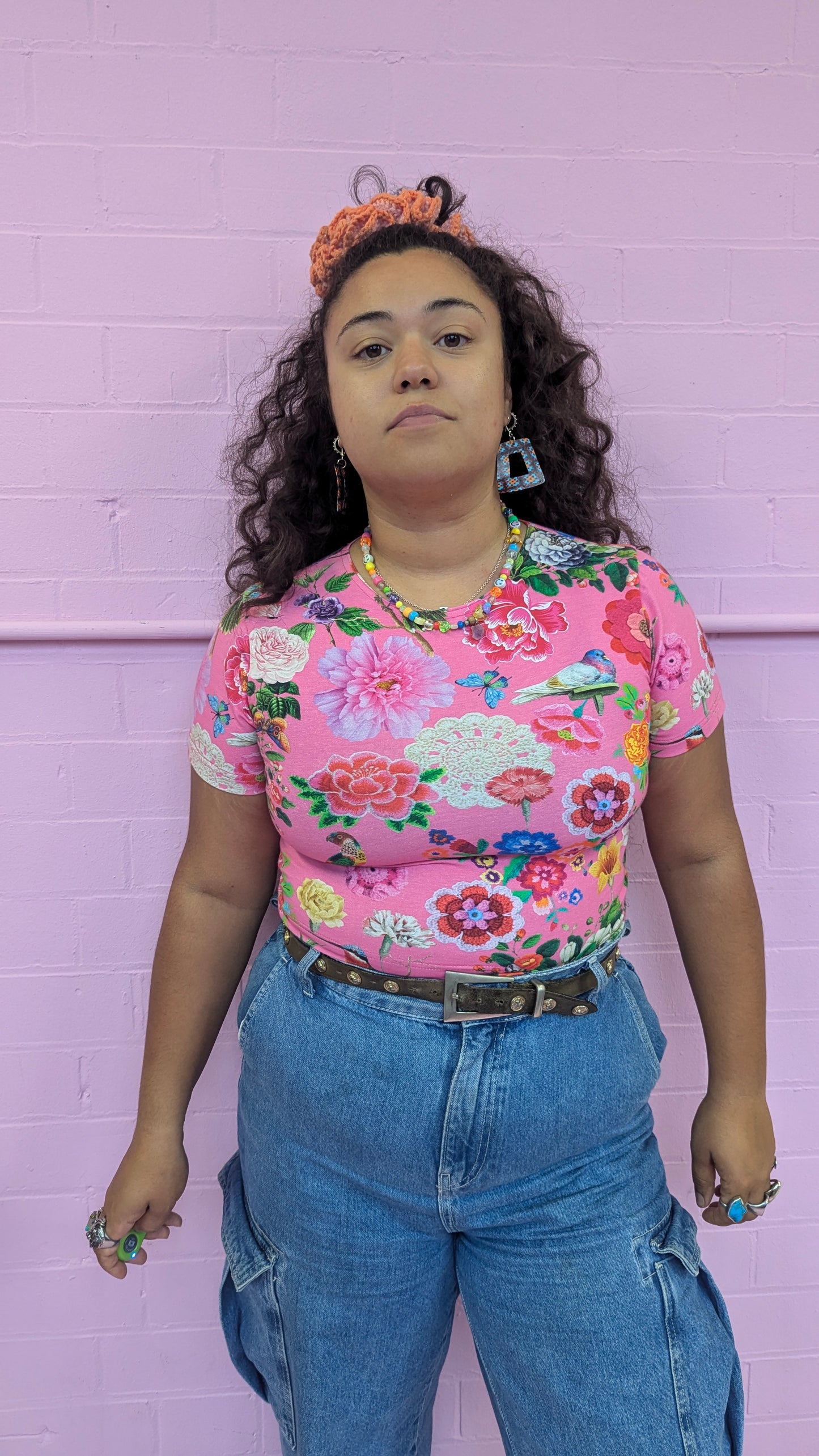 * Babydoll Tee in Pink Collage Floral