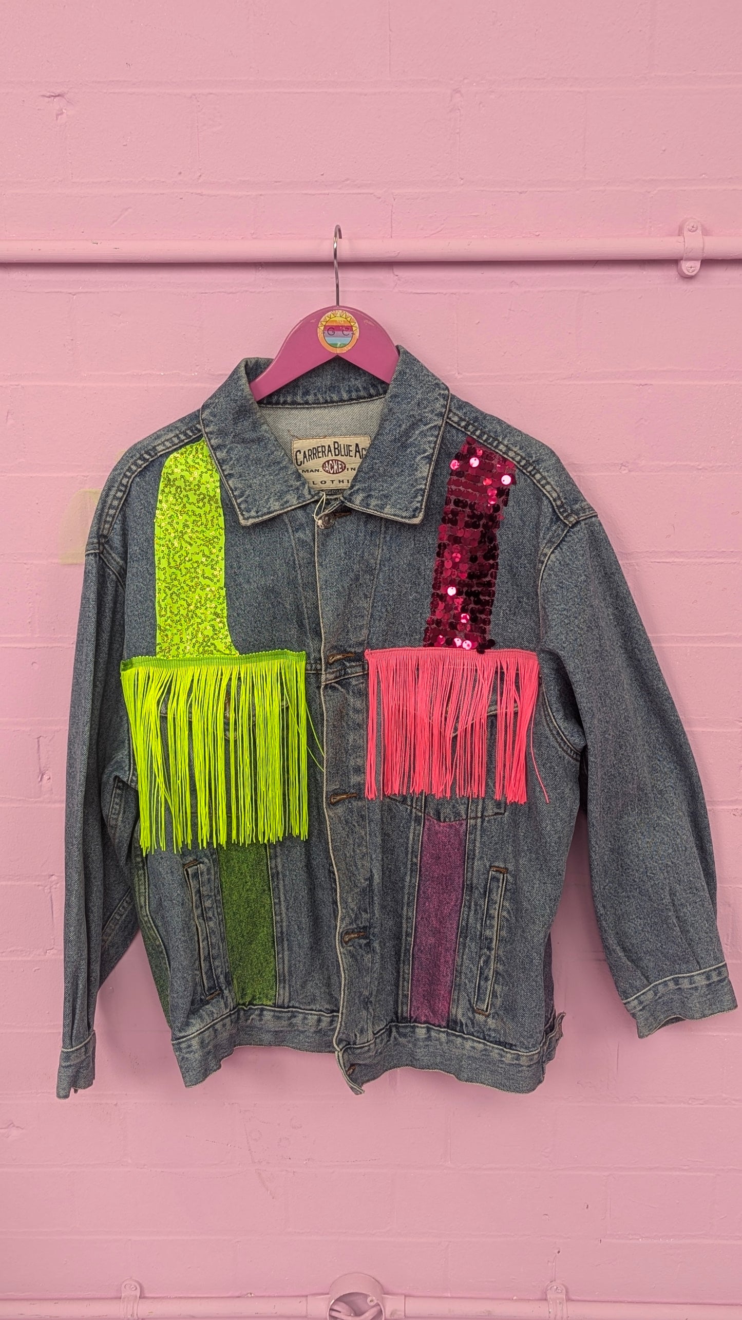 Rework Vintage Denim Jacket in Acid Lightning