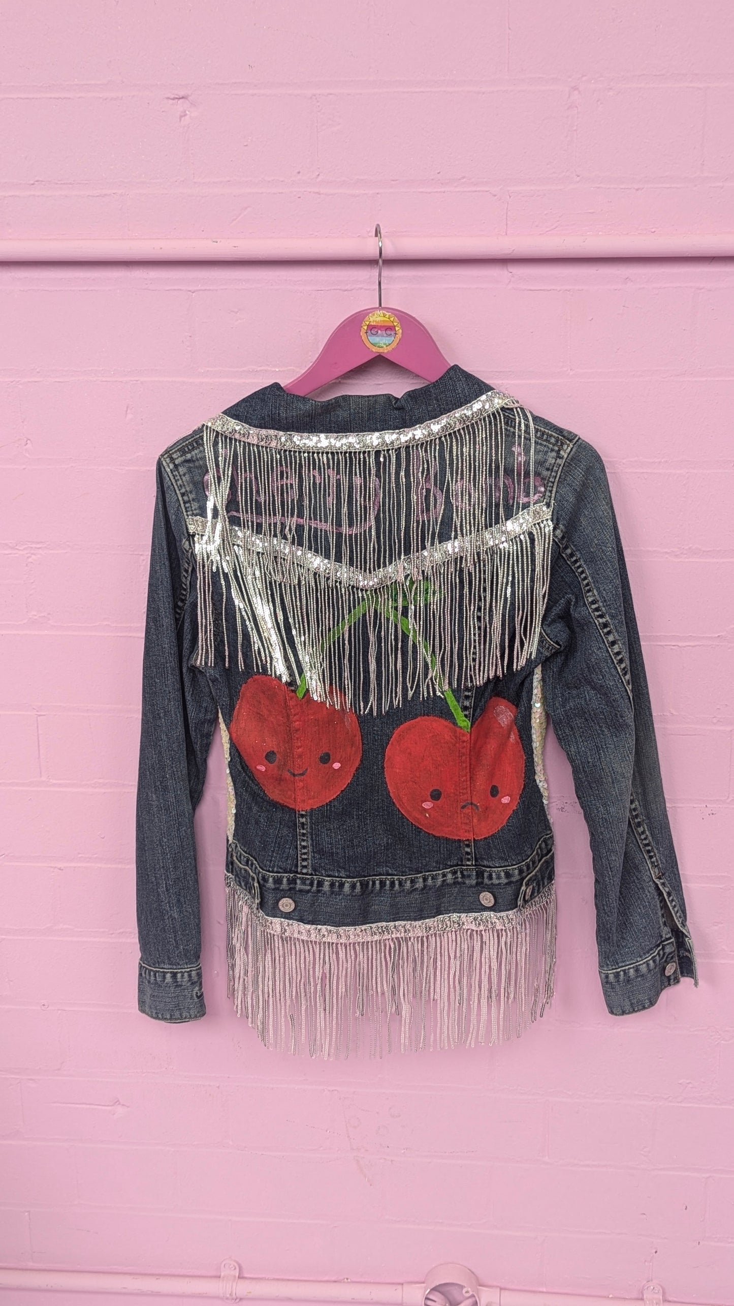 Rework Gap Denim Jacket in Cherry Bomb
