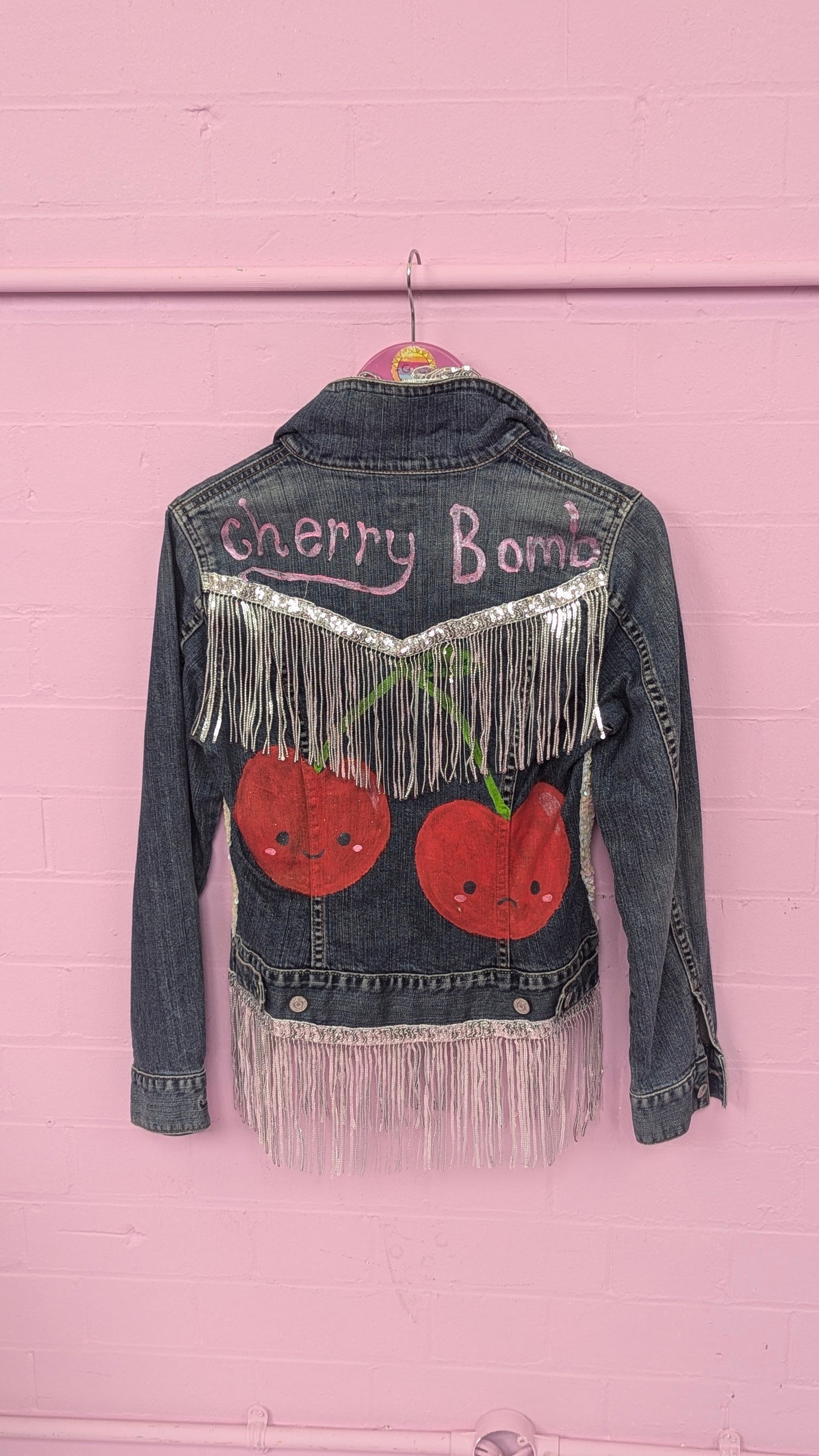 Rework Gap Denim Jacket in Cherry Bomb