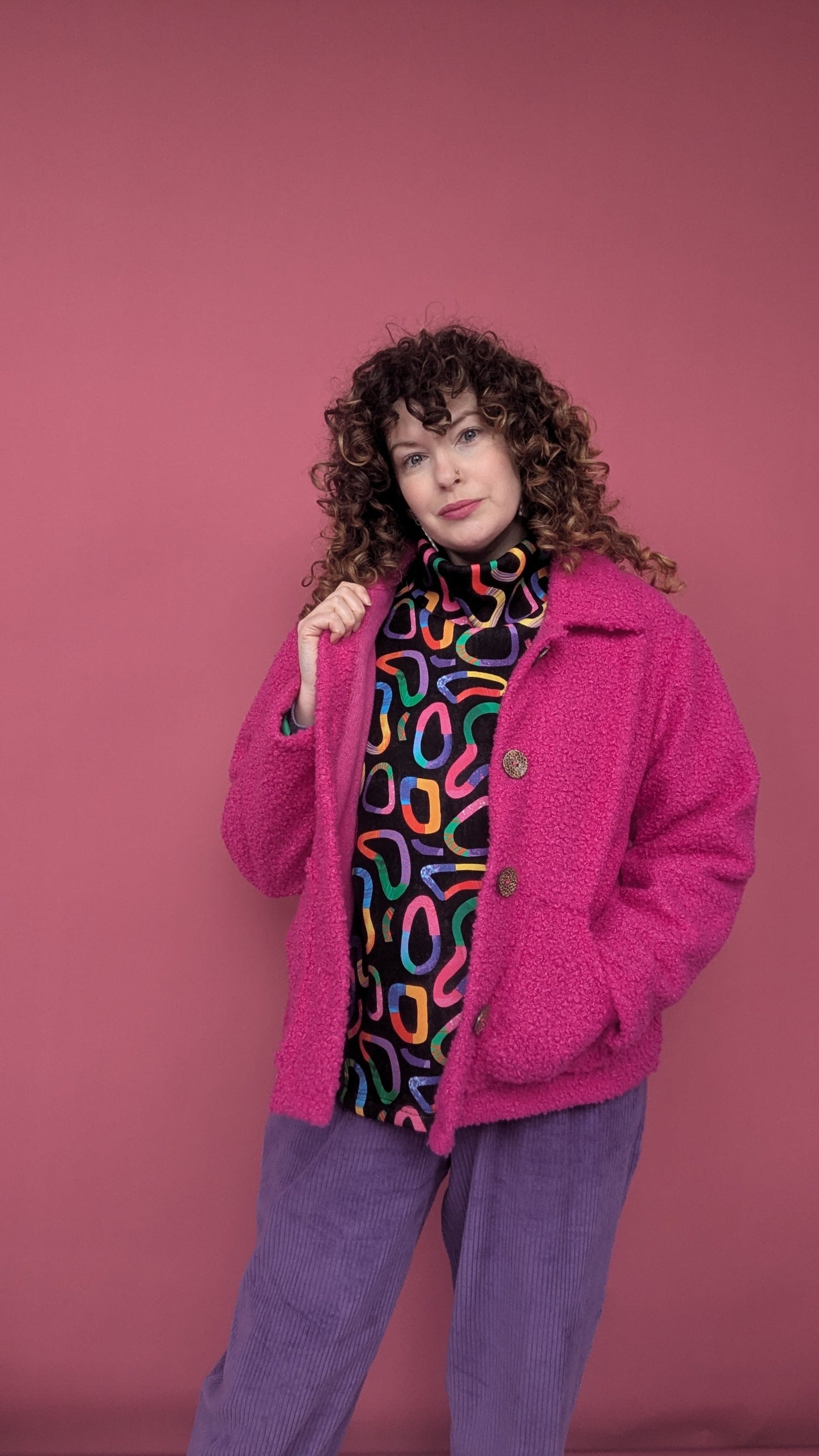Boucle Box Jacket in Magenta