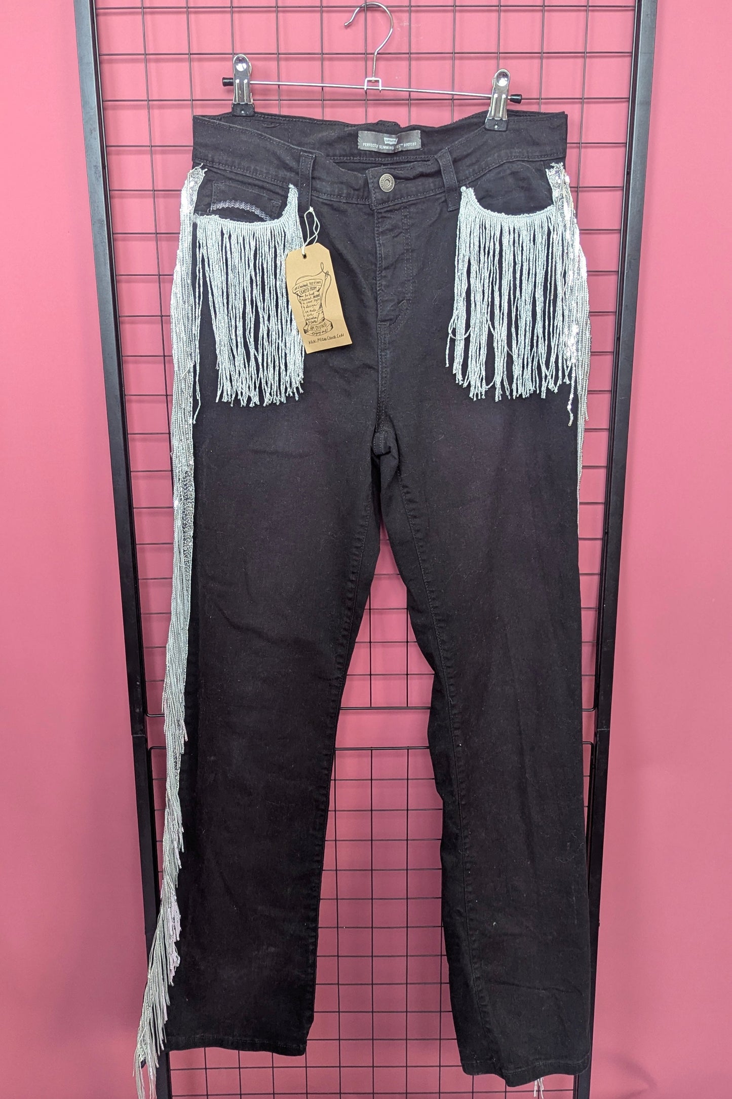 * Rework Levi Jeans - Black w/ Fringing